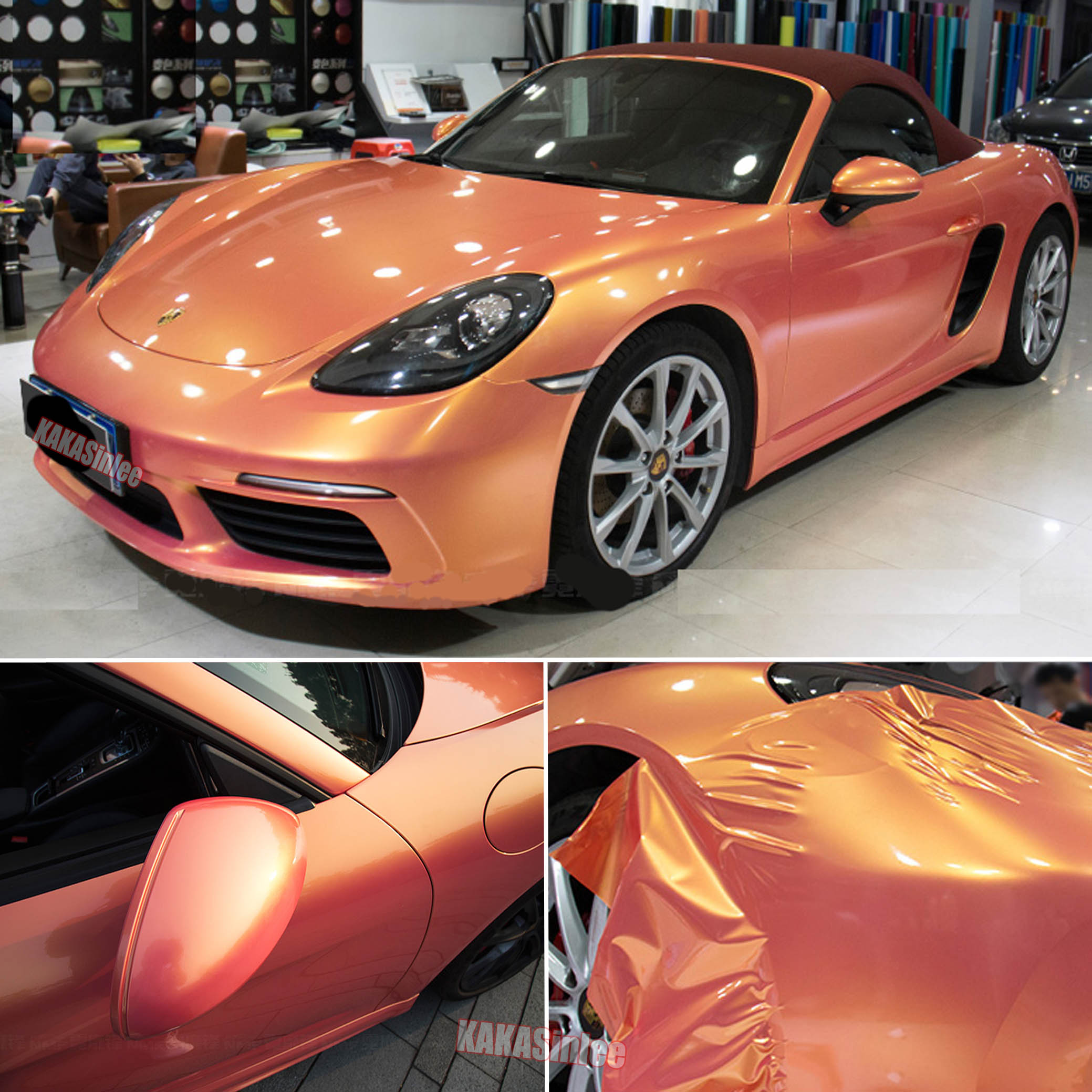 (PET) Glossy Car Chameleon Coral Metallic Vinyl Wrap Sticker