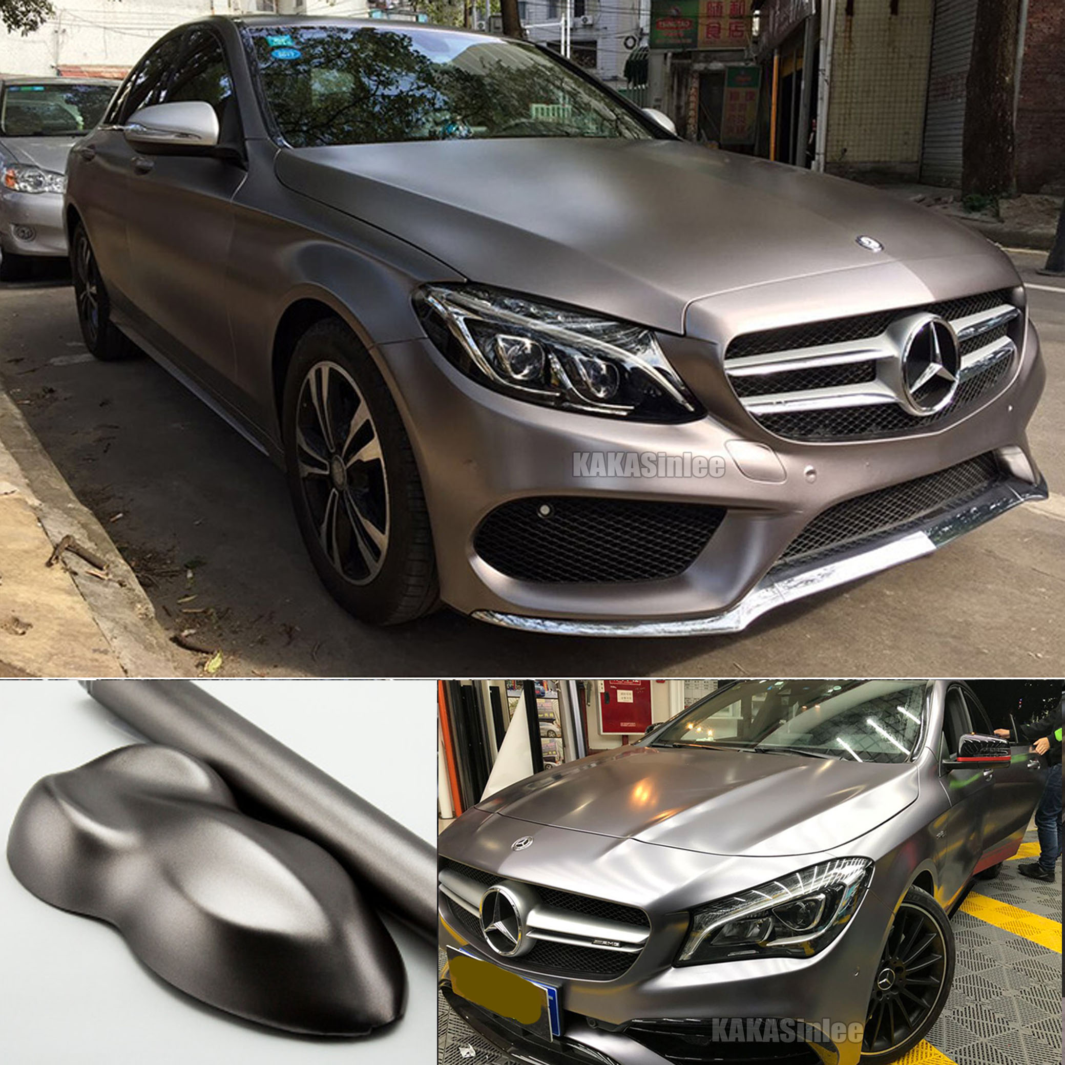 (PET) Satin Pearl Metal Car Vinyl Wrap Sticker Stretchable