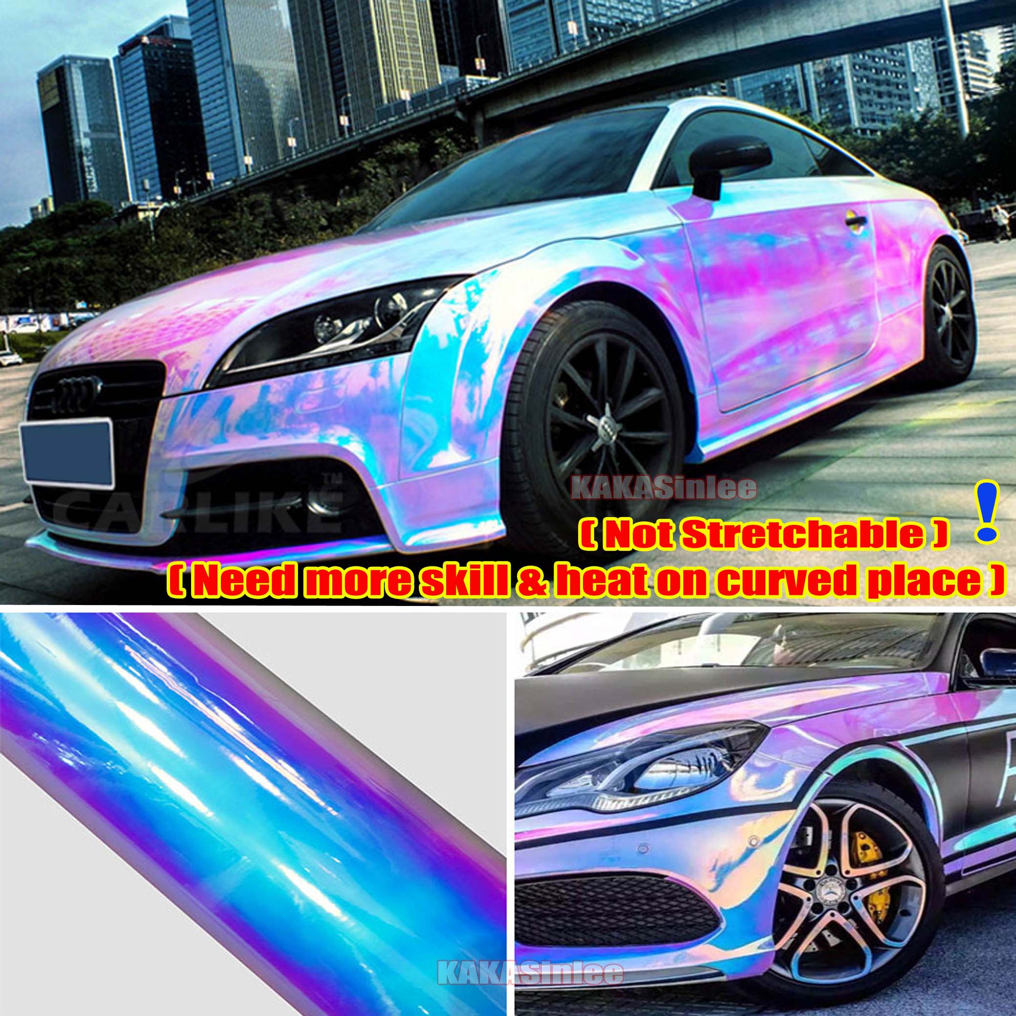 (PET) Car Glossy Rainbow Mirror Chameleon Chrome Vinyl Wrap Sticker
