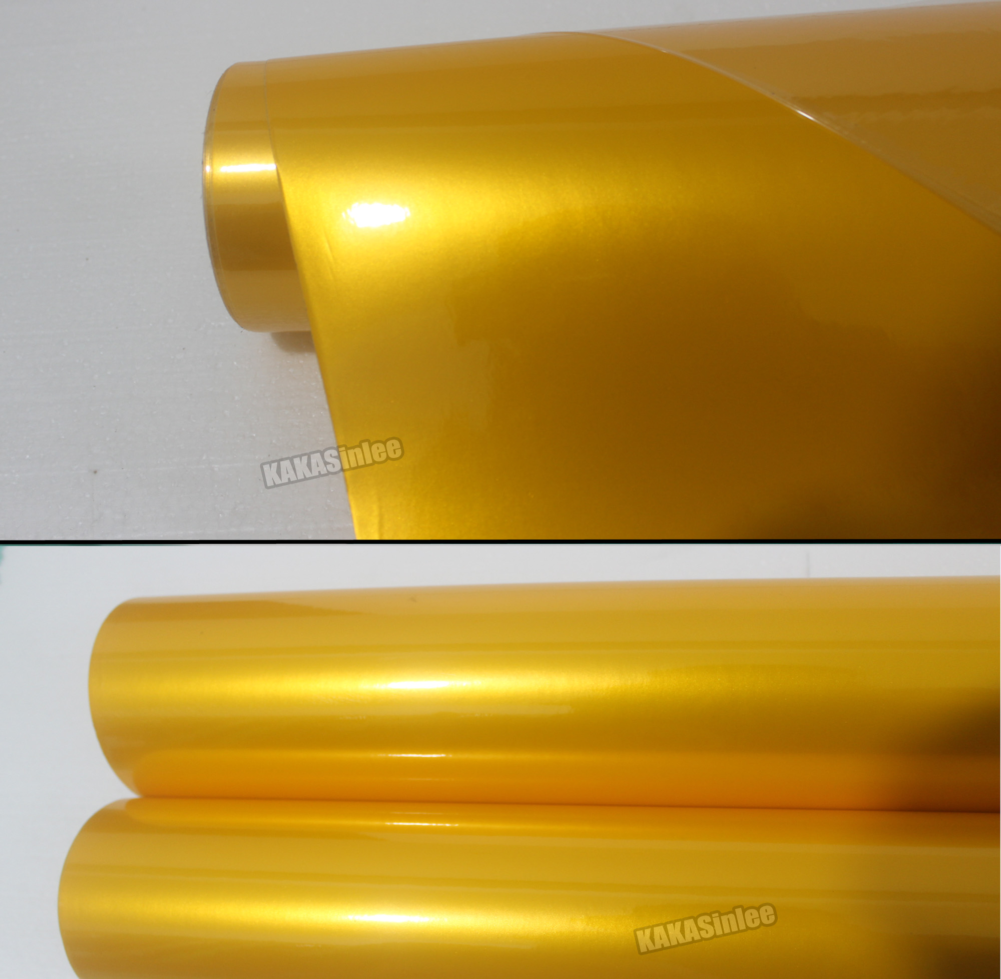 (PET) Whole Car Wrap - Glossy Metallic Vinyl Sticker Yellow