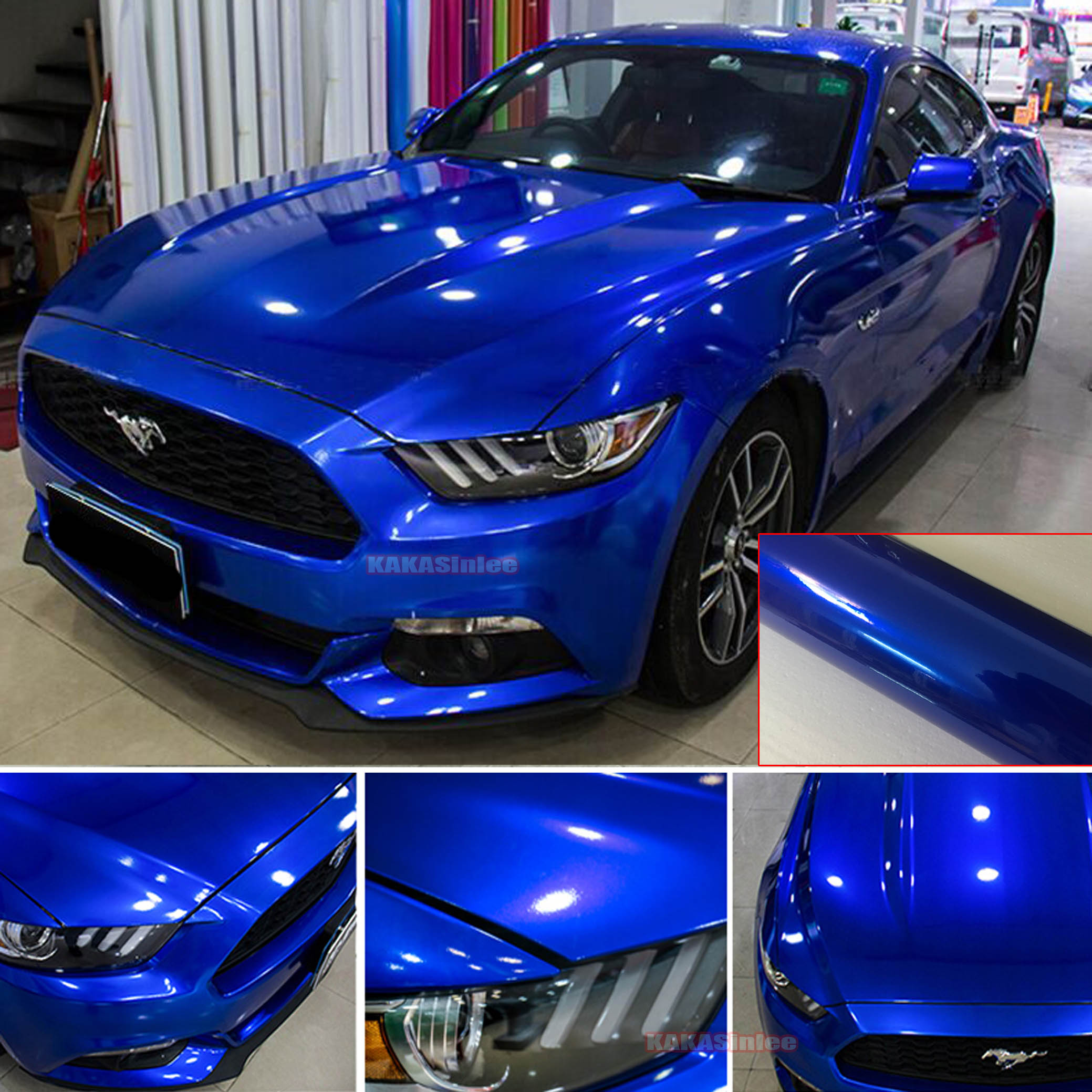 (PET) Whole Car Wrap - Glossy Metallic Vinyl Sticker Blue