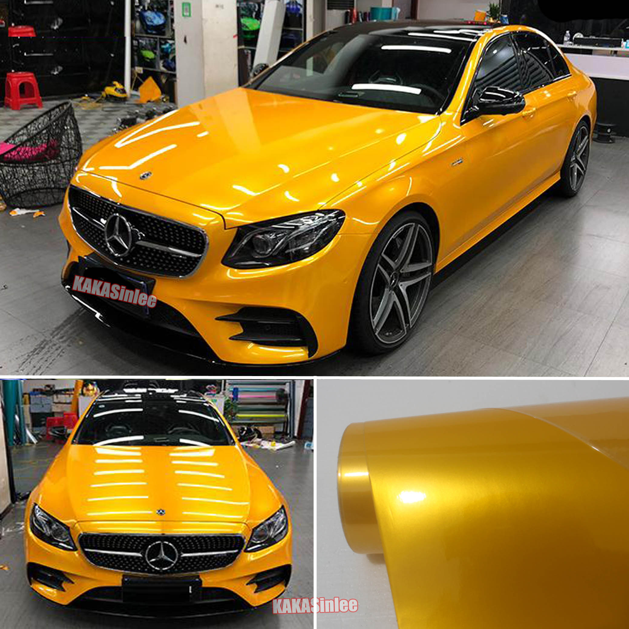 (PET) Whole Car Wrap - Glossy Metallic Vinyl Sticker Yellow