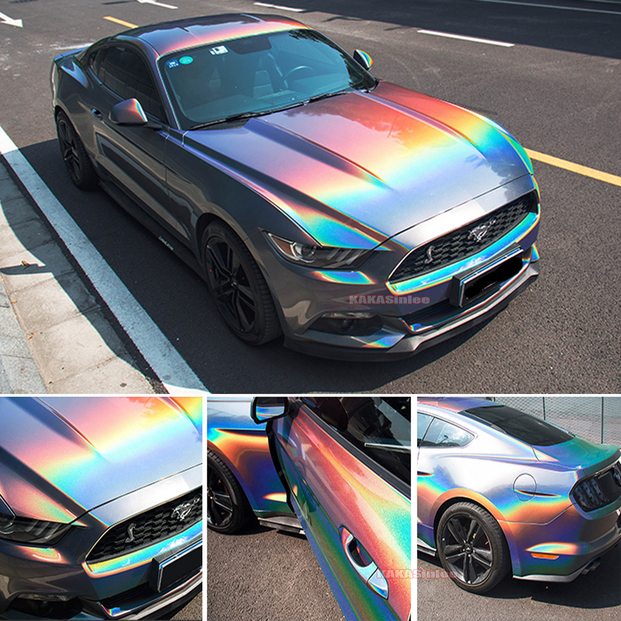(PET) Whole Car Wrap - Glossy Metallic Chameleon Vinyl Sticker - Rainbow Grey