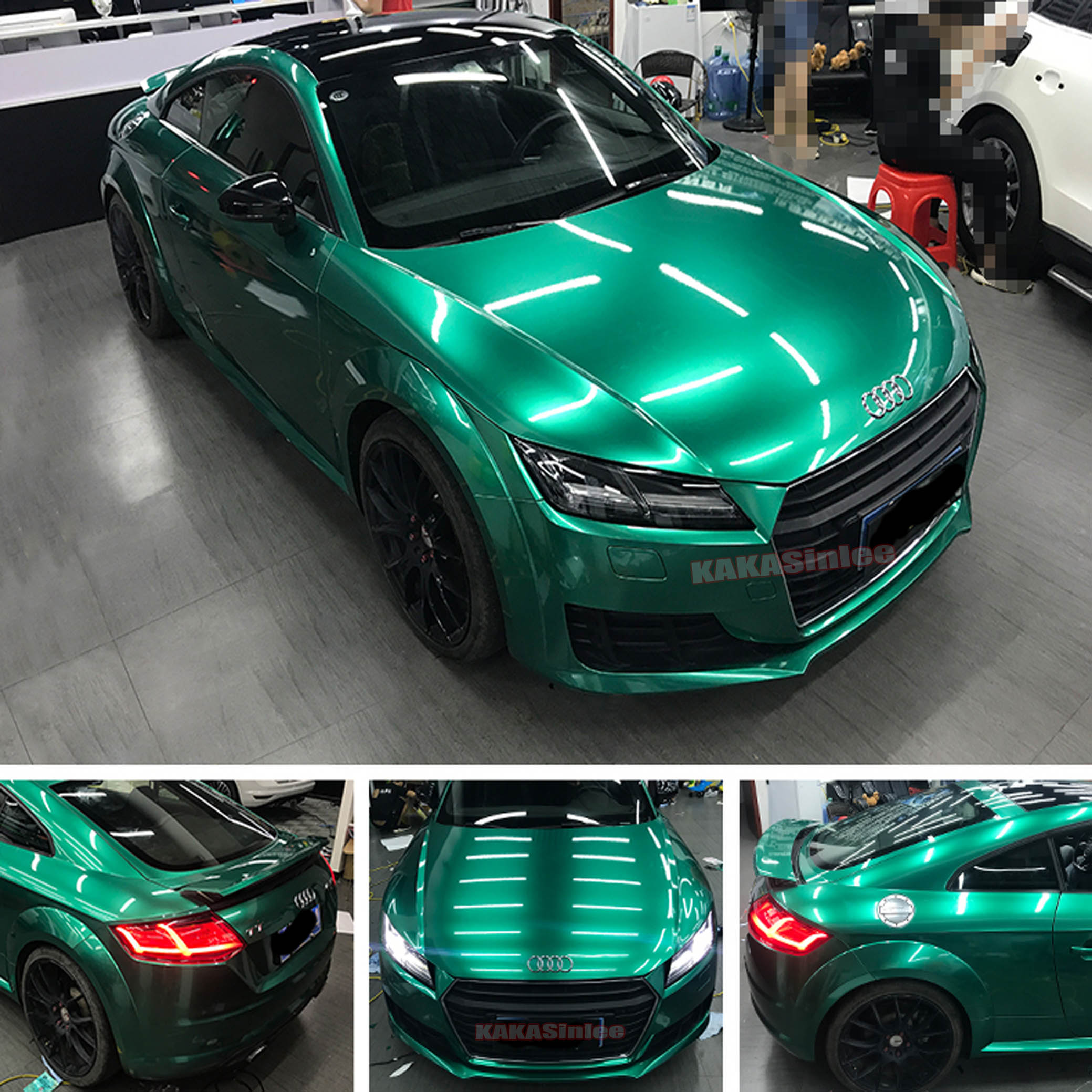 (PET) Whole Car Wrap - Glossy Metallic Vinyl Sticker Emerald Green
