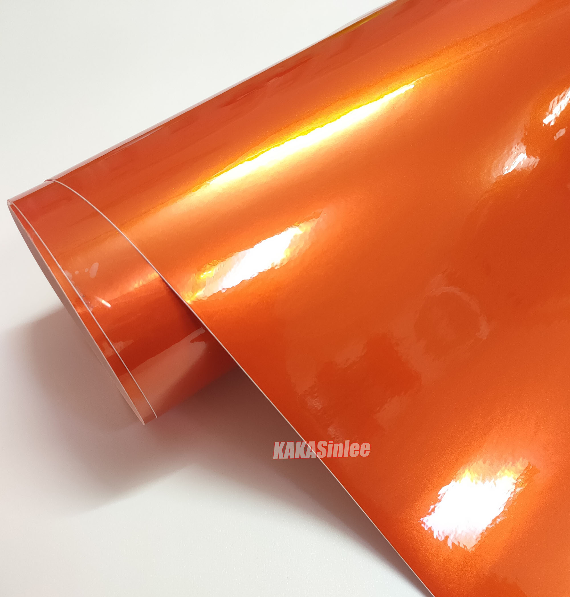 (PET) Whole Car Wrap - Glossy Metallic Vinyl Sticker Orange
