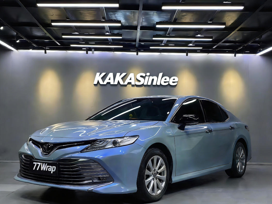 (PET) Whole Car Wrap - Glossy Grey to Blue Metallic Vinyl Sticker