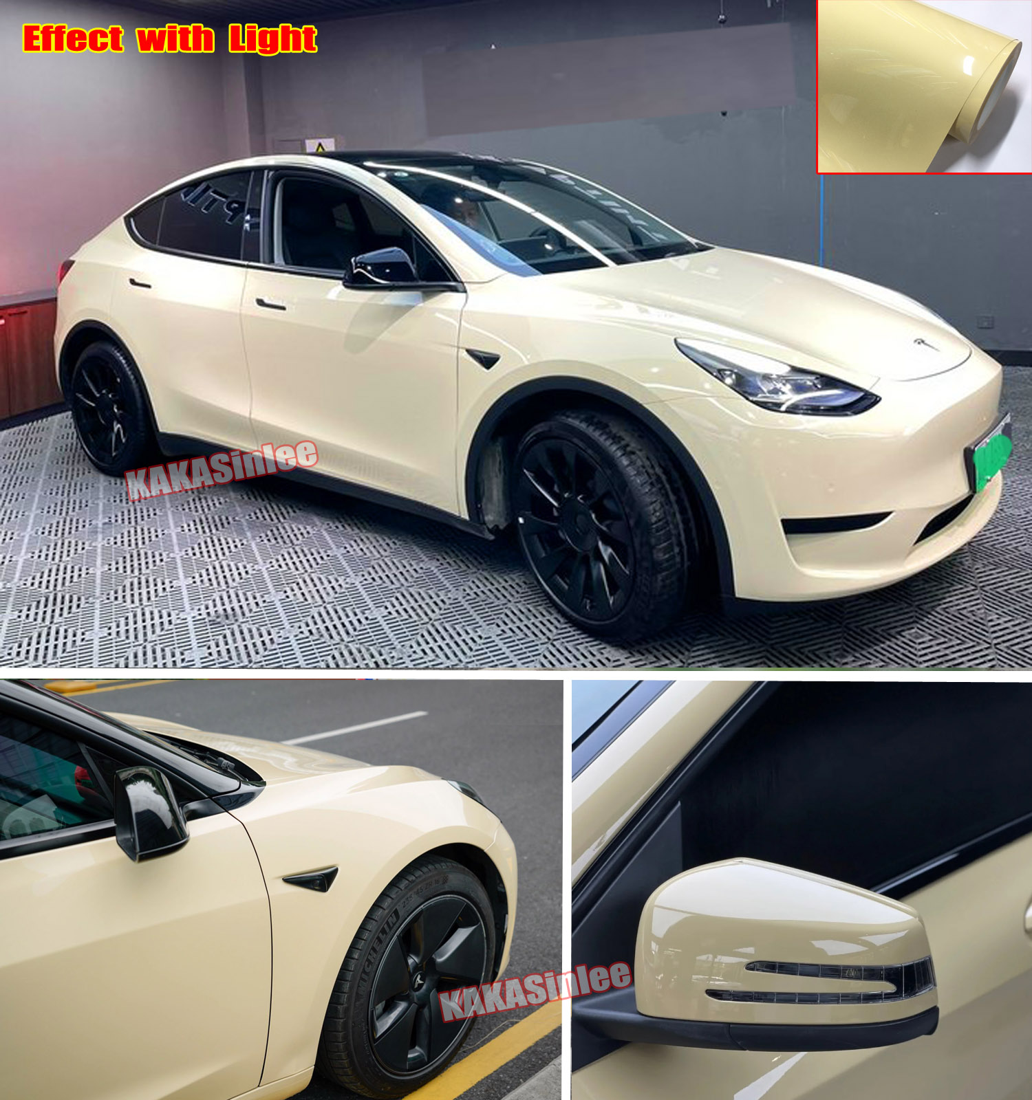 (PET) Ultra Glossy Crystal Car Vinyl Wrap Sticker Bubbles Free