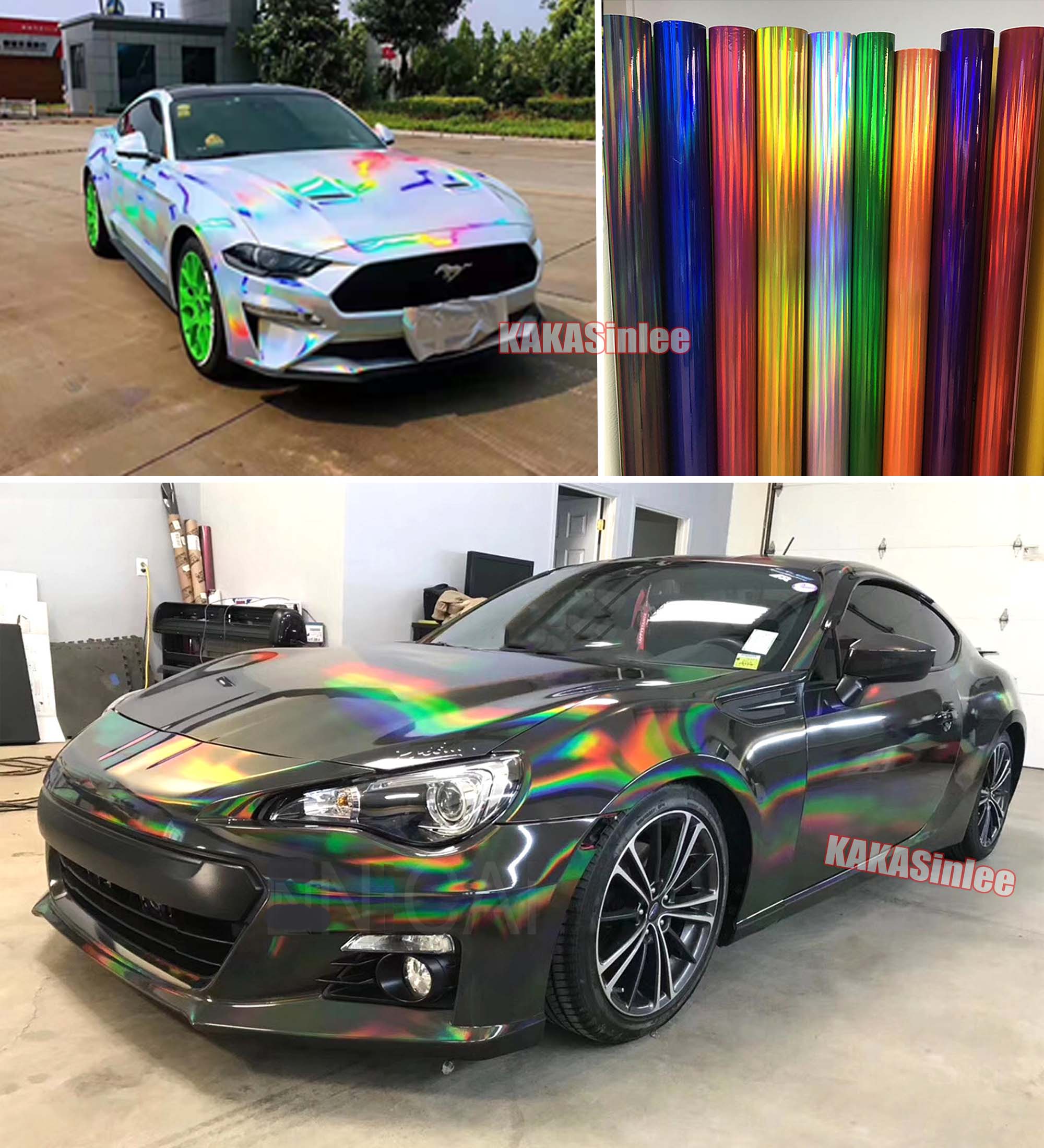 （PET）Glossy Laser Rainbow Mirror Chrome Vinyl Wrap Sticker