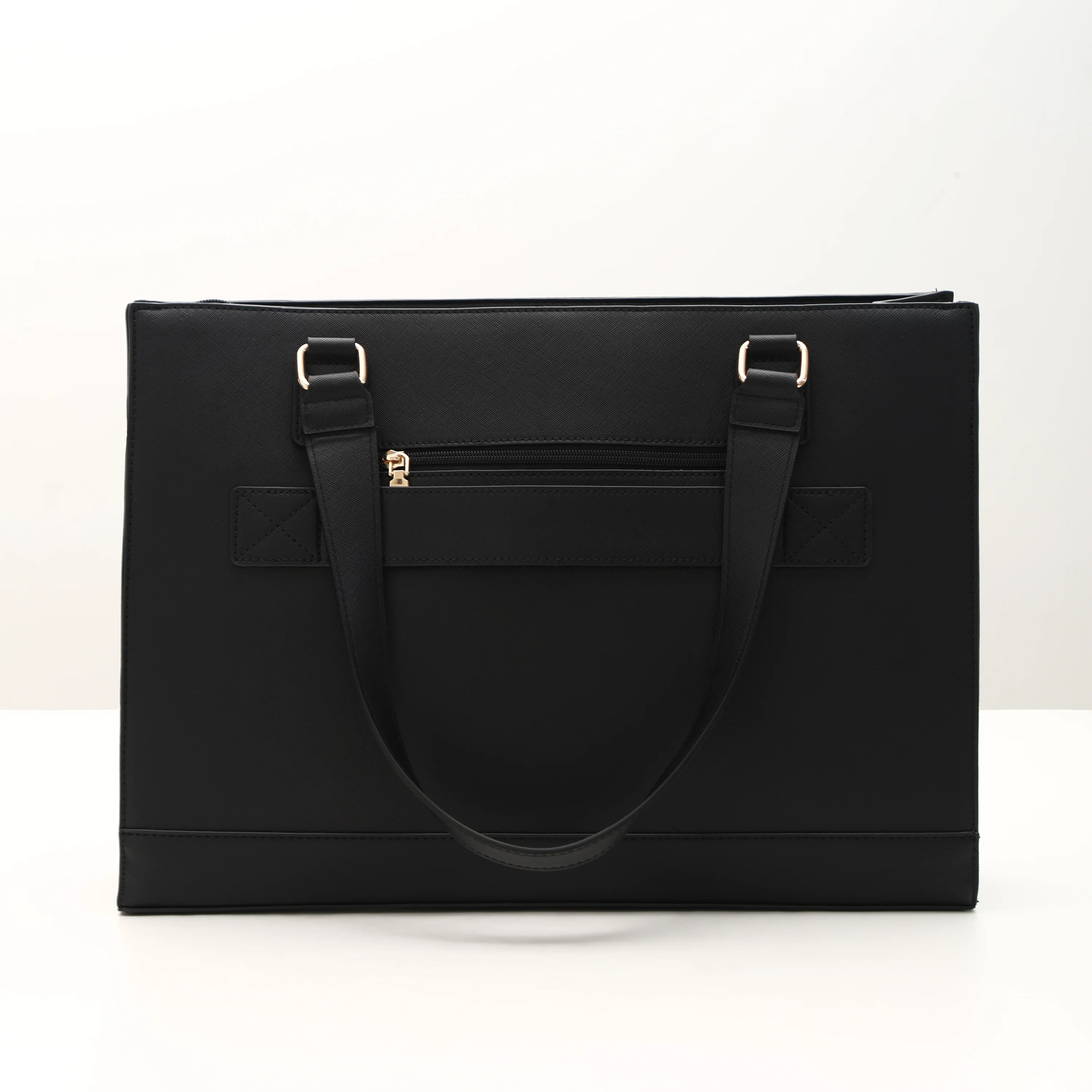 UUH- Black SpacioLuxe Leather Tote with Pouch
