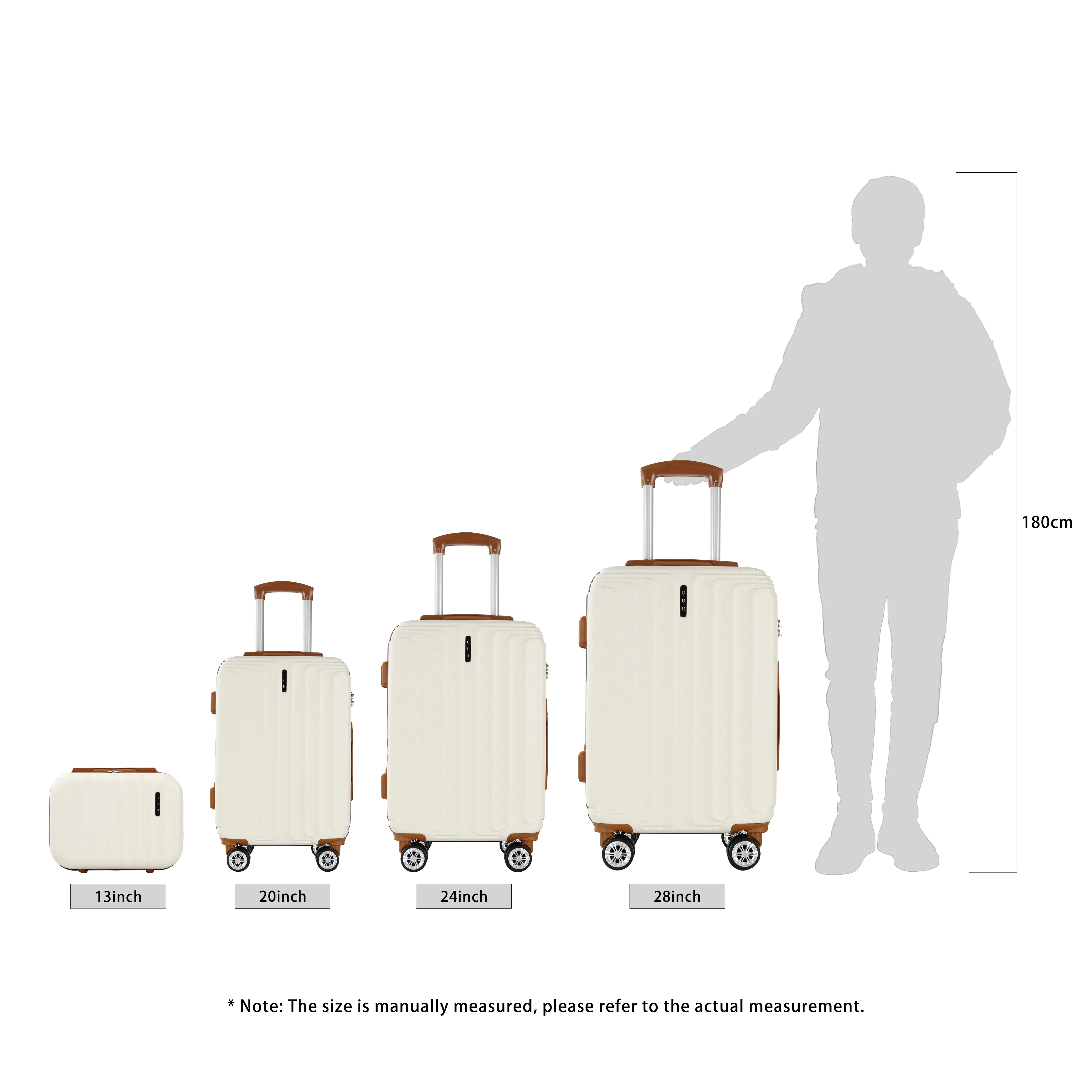 UUH Family Set - Hard Luggage Sets 4 piece ABS Suitcase Bag Traveling(20inch,24inch,28inch)