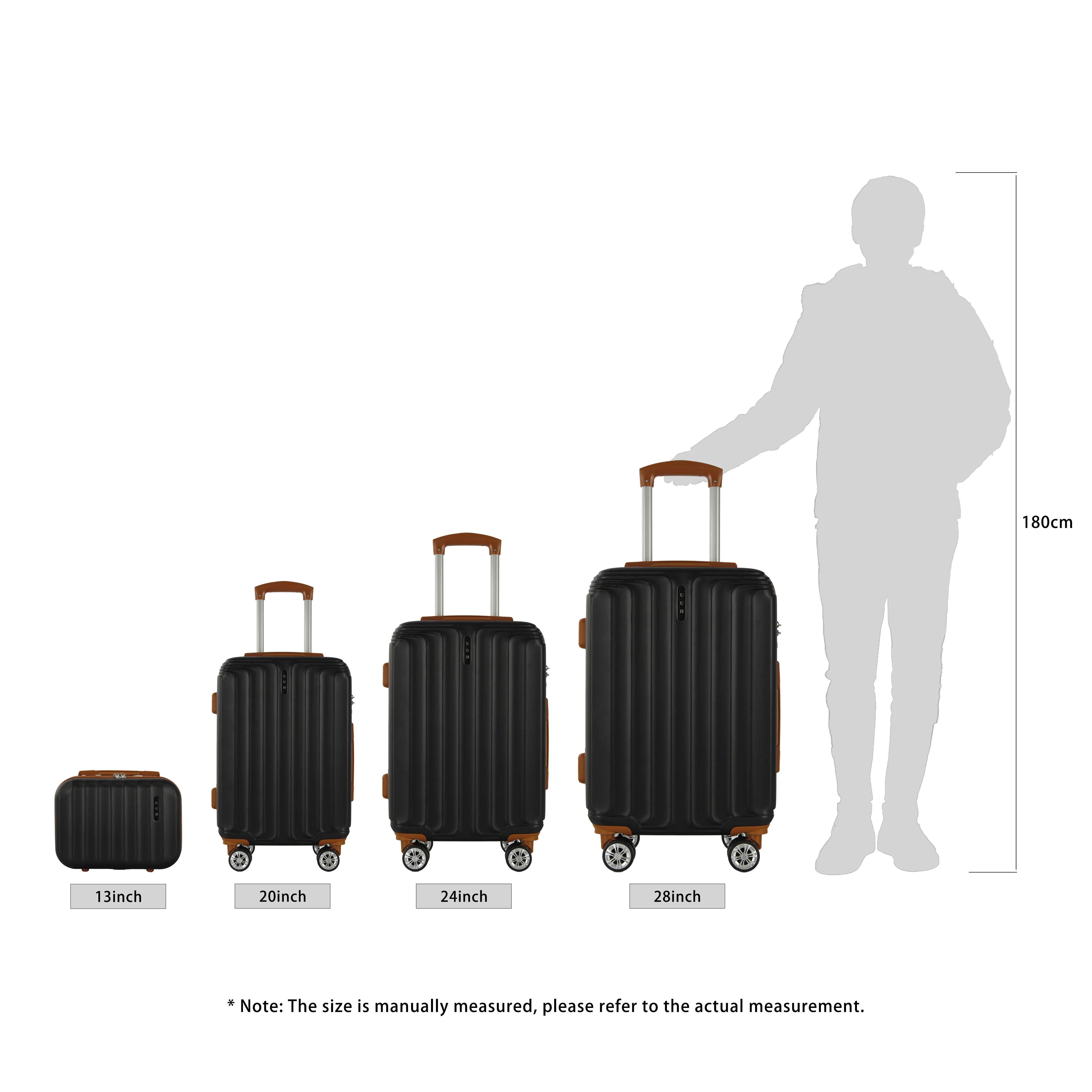 UUH Family Set - Hard Luggage Sets 4 piece ABS Suitcase Bag Traveling(20inch,24inch,28inch)
