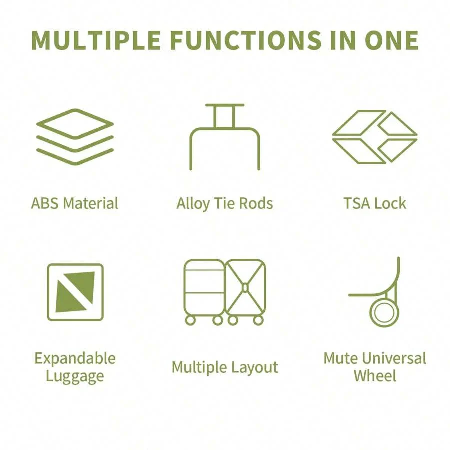 UUH 7-Piece Wavy Luggage Family Travel Set