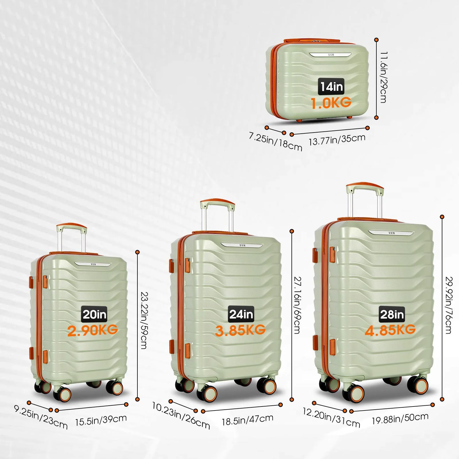 UUH 28-inch Luggage Family Travel 4-Piece Set – Buy 1 Get 3 Free (Includes 24/20/13-Inch)