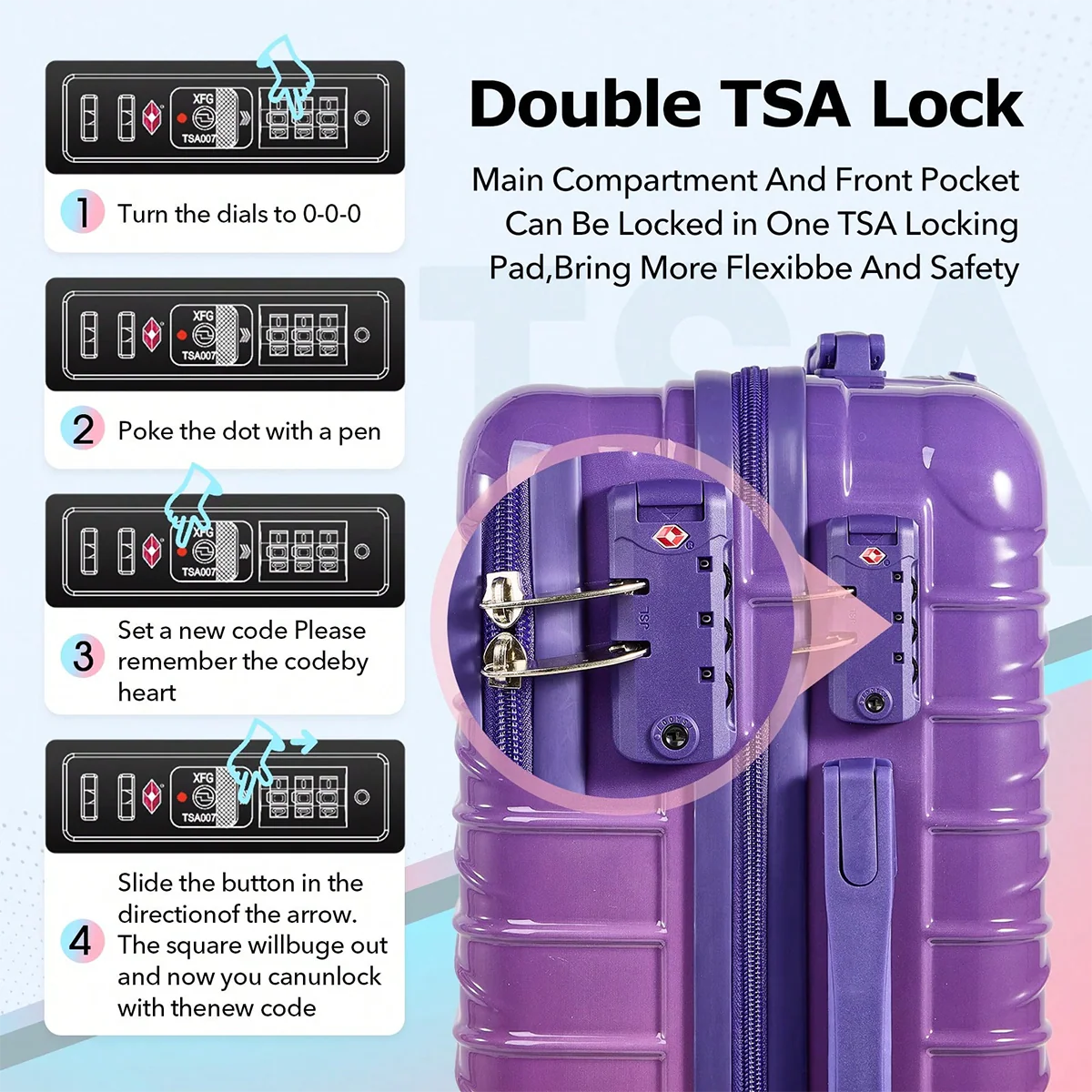 UUH Luggage Sets with TSA Locks - 3pcs/4pcs/6pcs Suitcases Sets-Travel and Moving Set