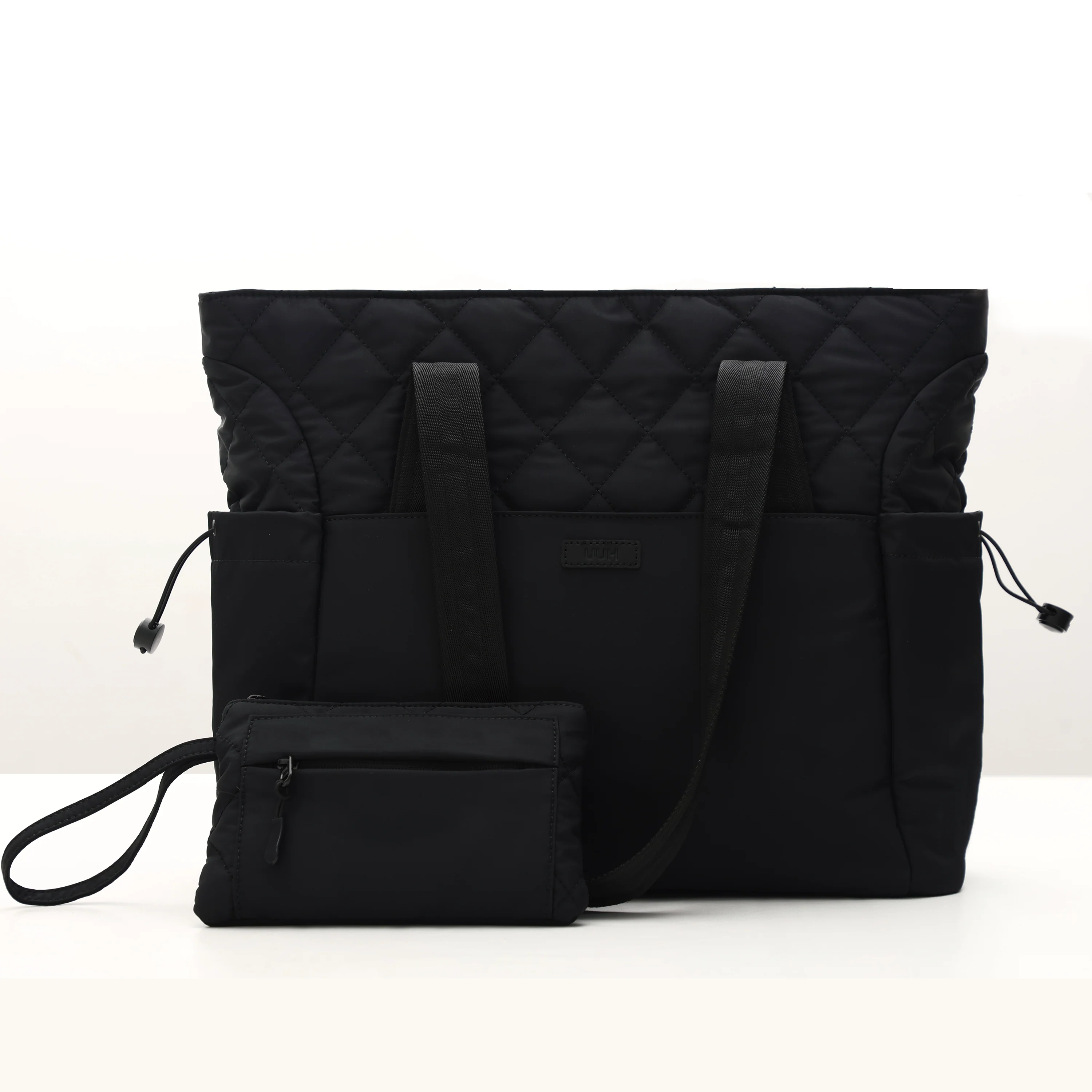 UUH-Black Chic Quilted Tote & Pouch Set