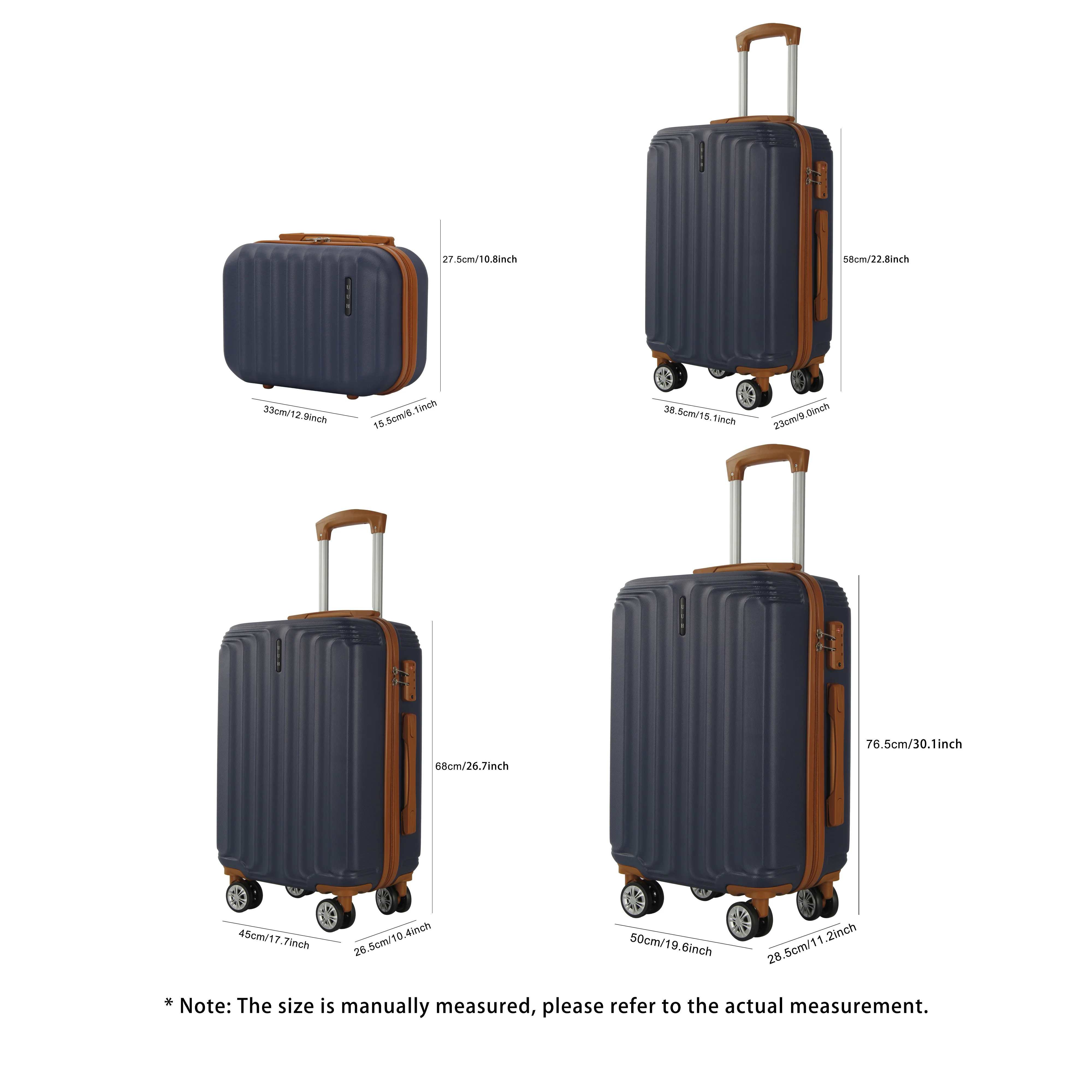 UUH Family Set - Hard Luggage Sets 4 piece ABS Suitcase Bag Traveling(20inch,24inch,28inch)
