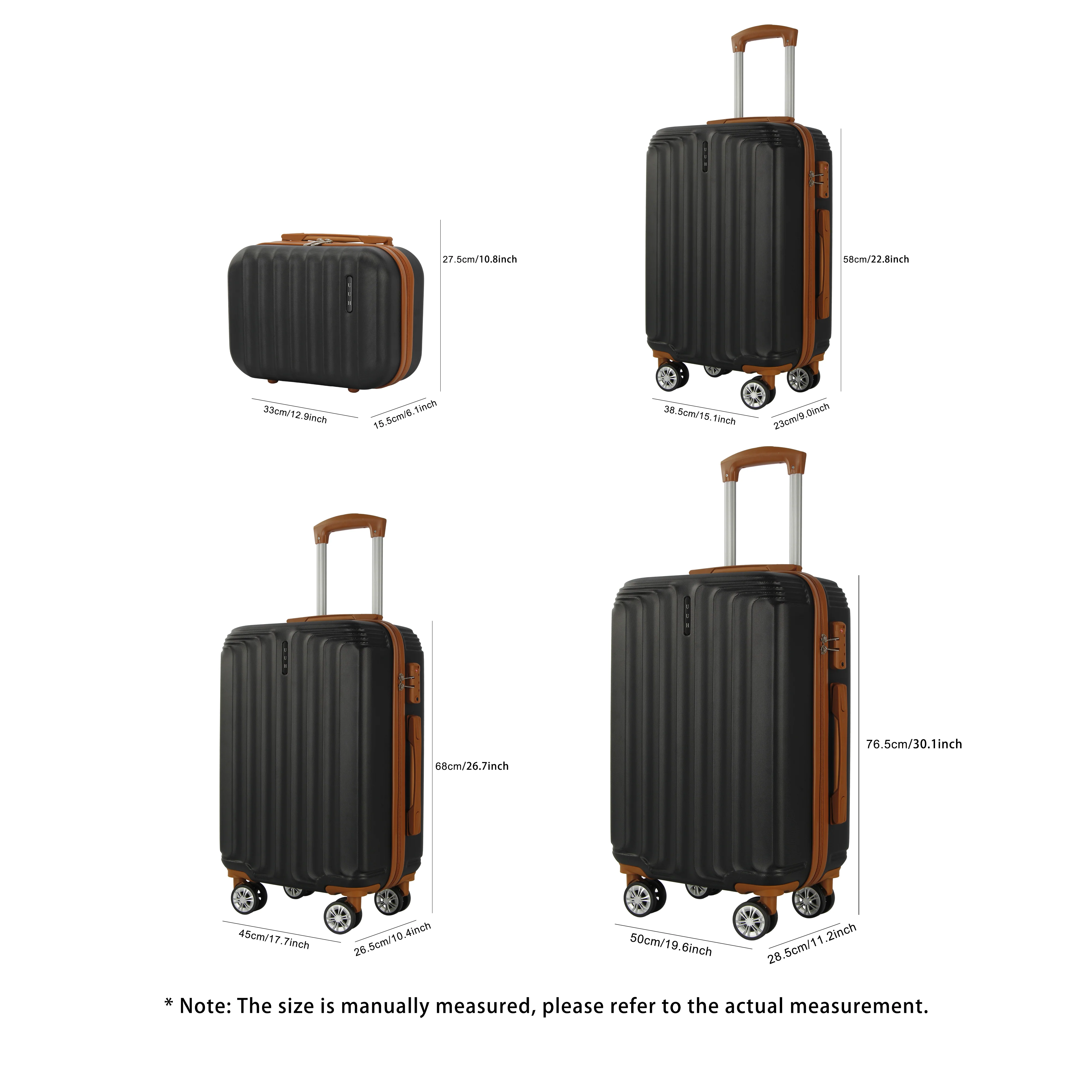 UUH Family Set - Hard Luggage Sets 4 piece ABS Suitcase Bag Traveling(20inch,24inch,28inch)