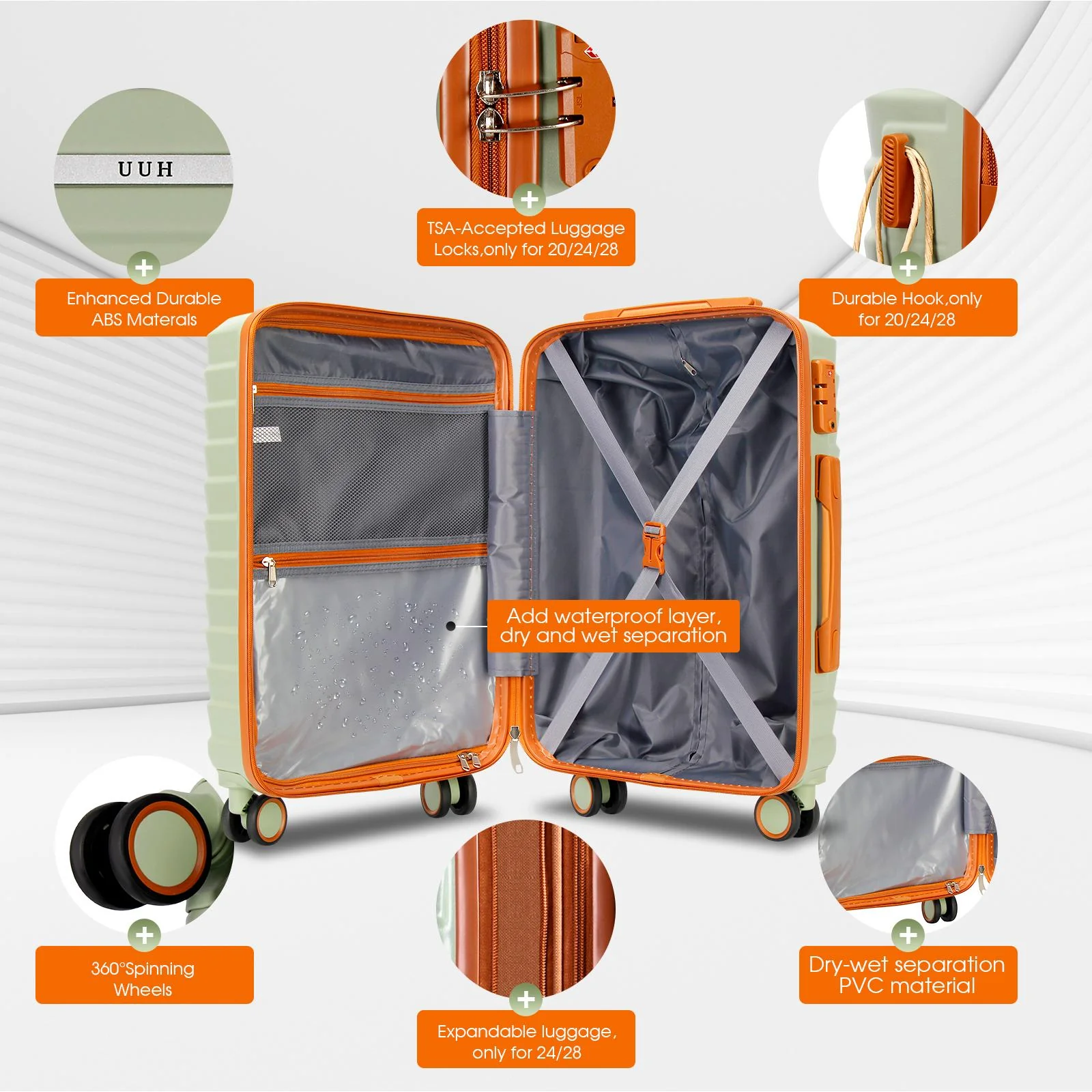 UUH 28-inch Luggage Family Travel 4-Piece Set – Buy 1 Get 3 Free (Includes 24/20/13-Inch)