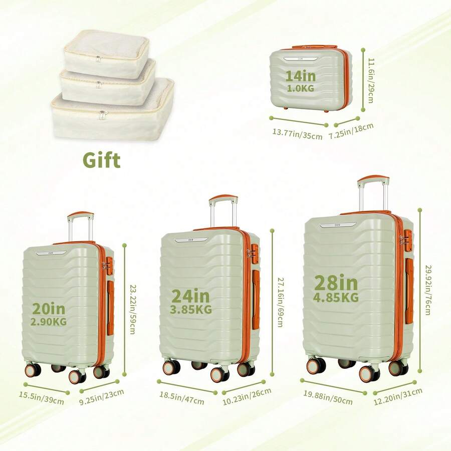 UUH 7-Piece Wavy Luggage Family Travel Set