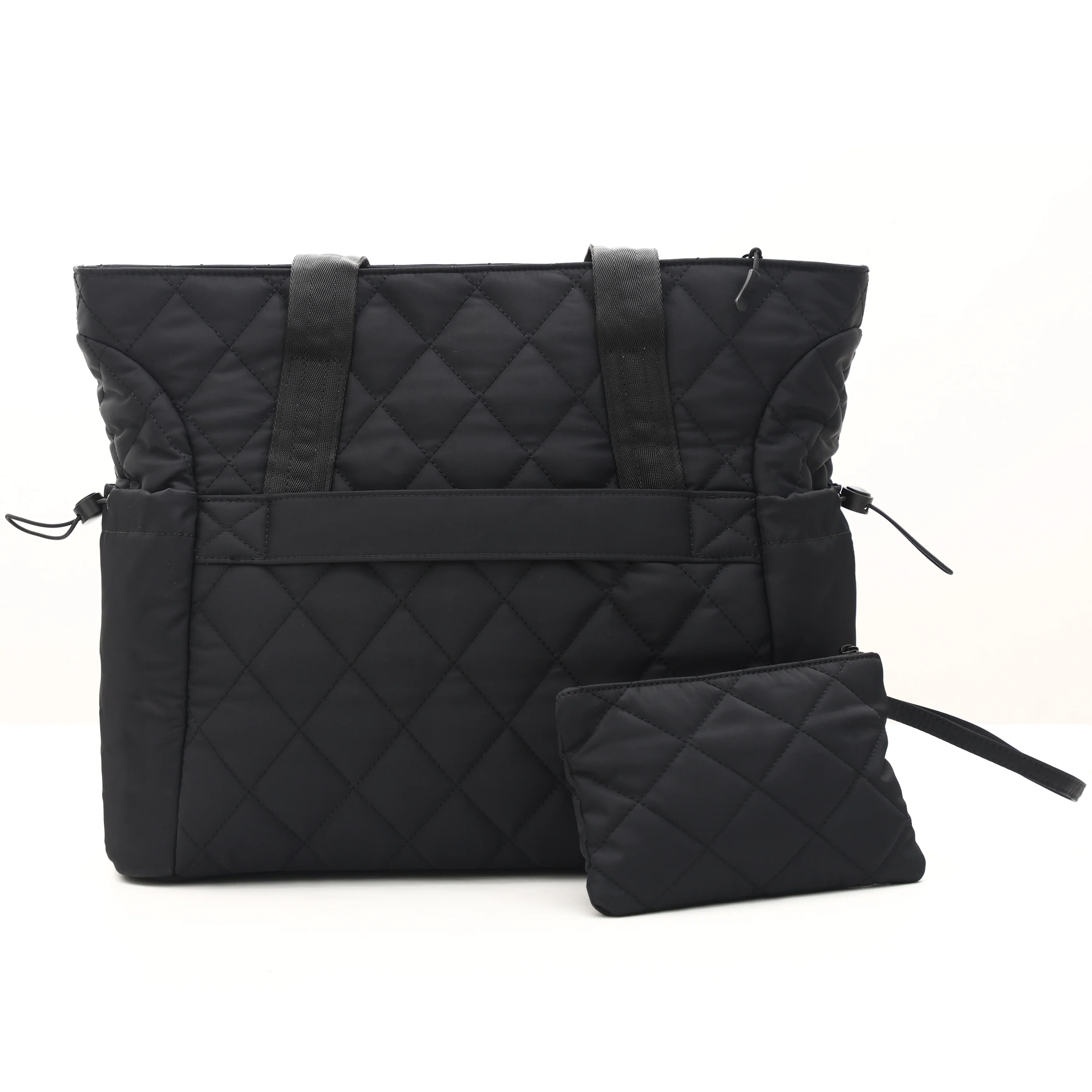 UUH-Black Chic Quilted Tote & Pouch Set