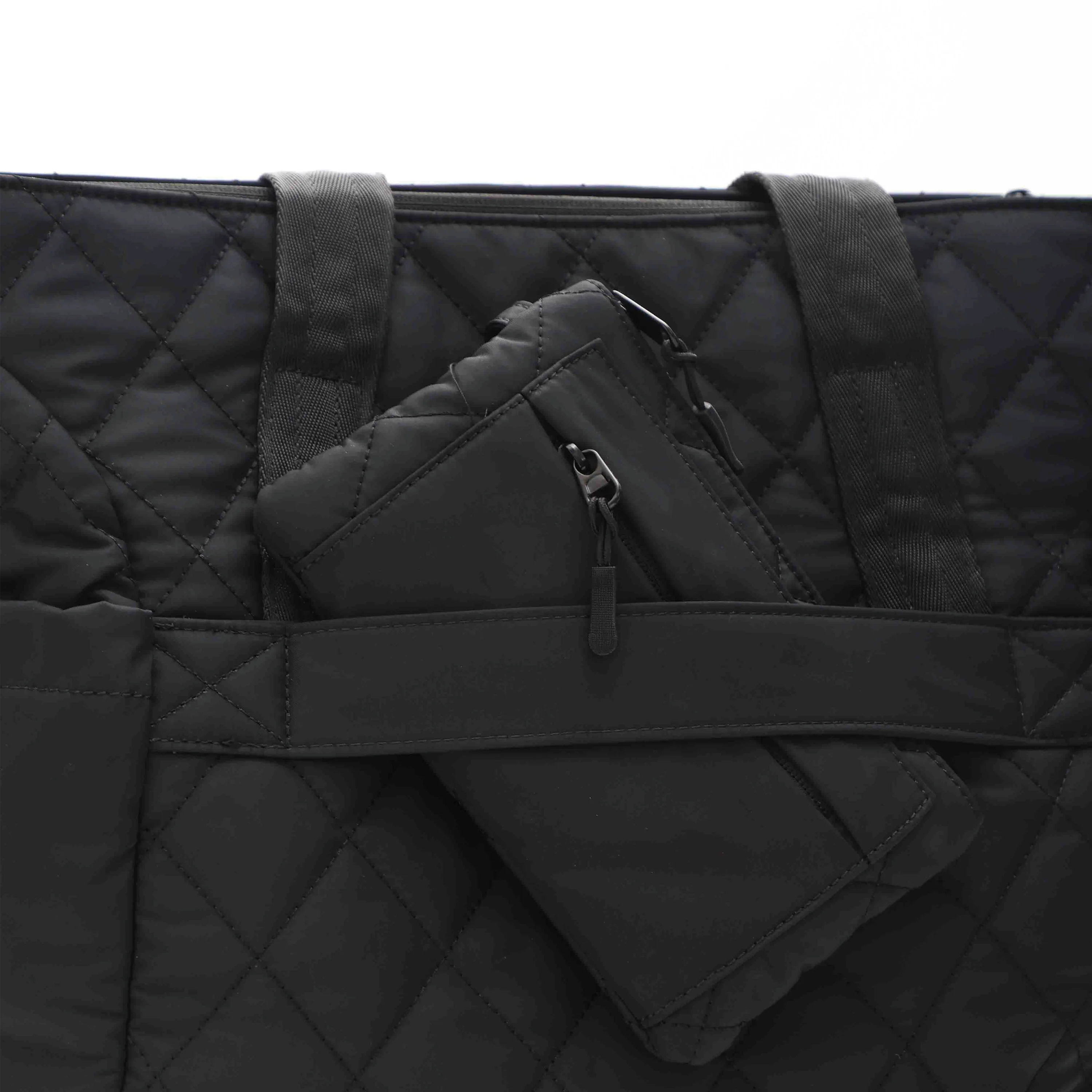 UUH-Black Chic Quilted Tote & Pouch Set