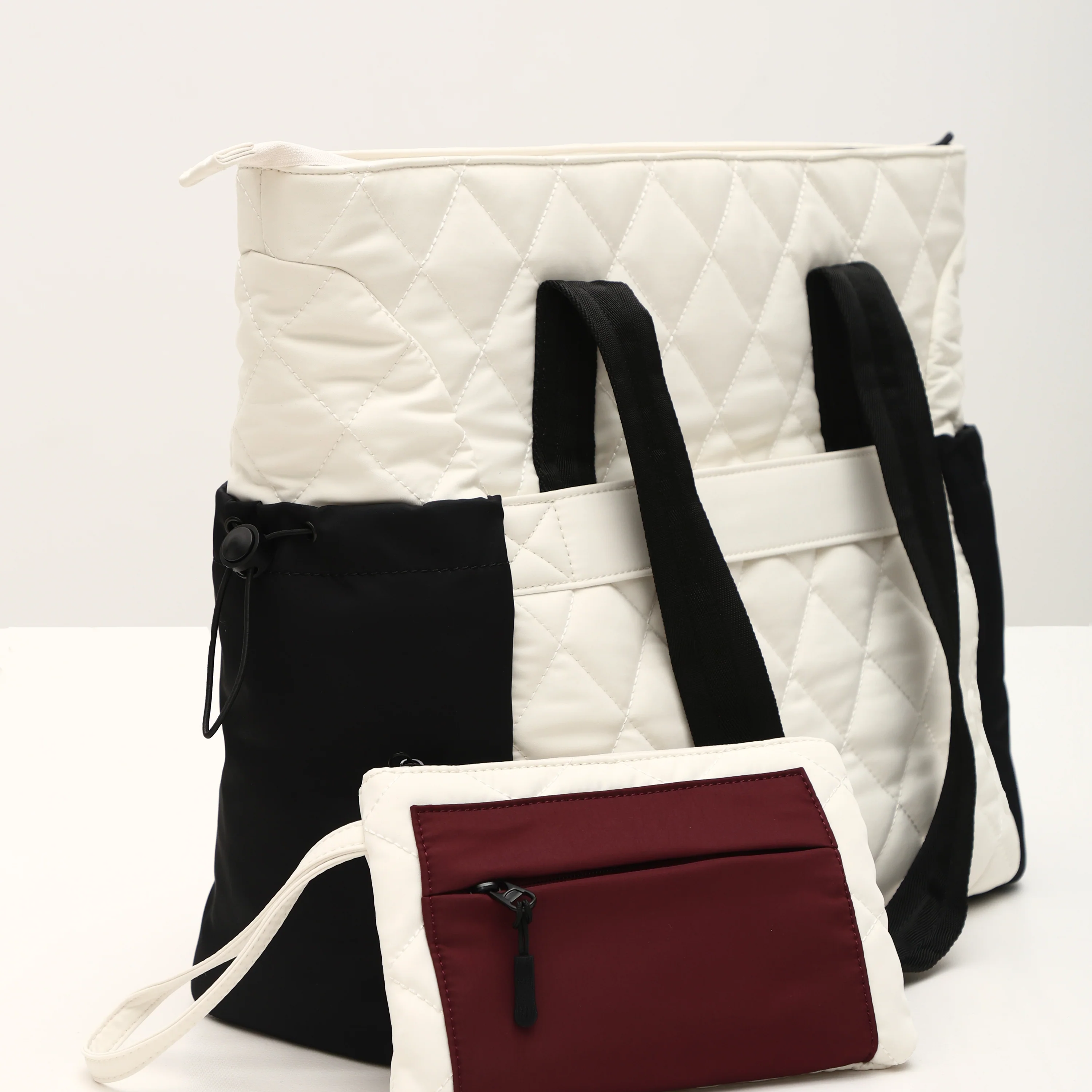 UUH-Modern Patchwork Tote with Pouch