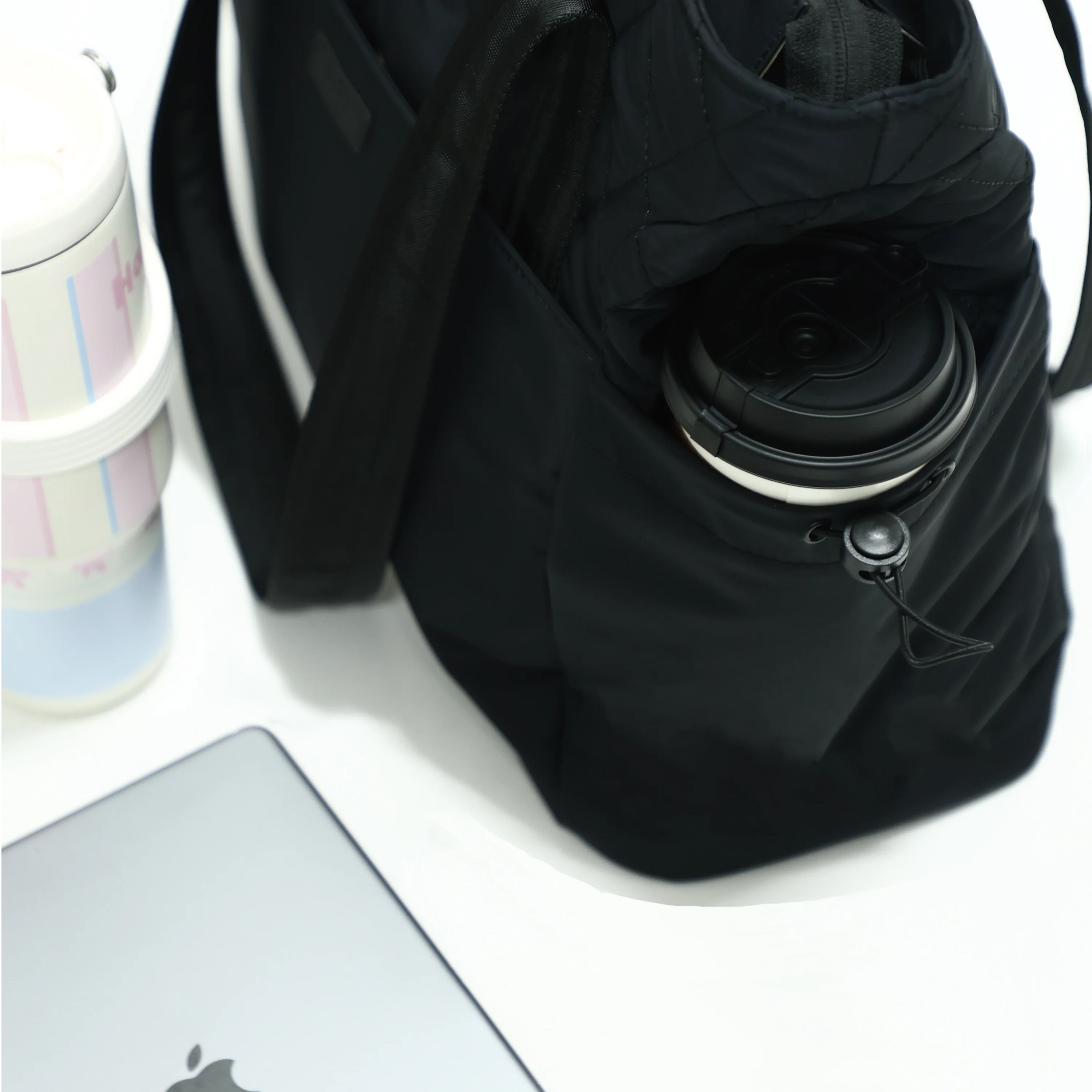 UUH-Black Chic Quilted Tote & Pouch Set