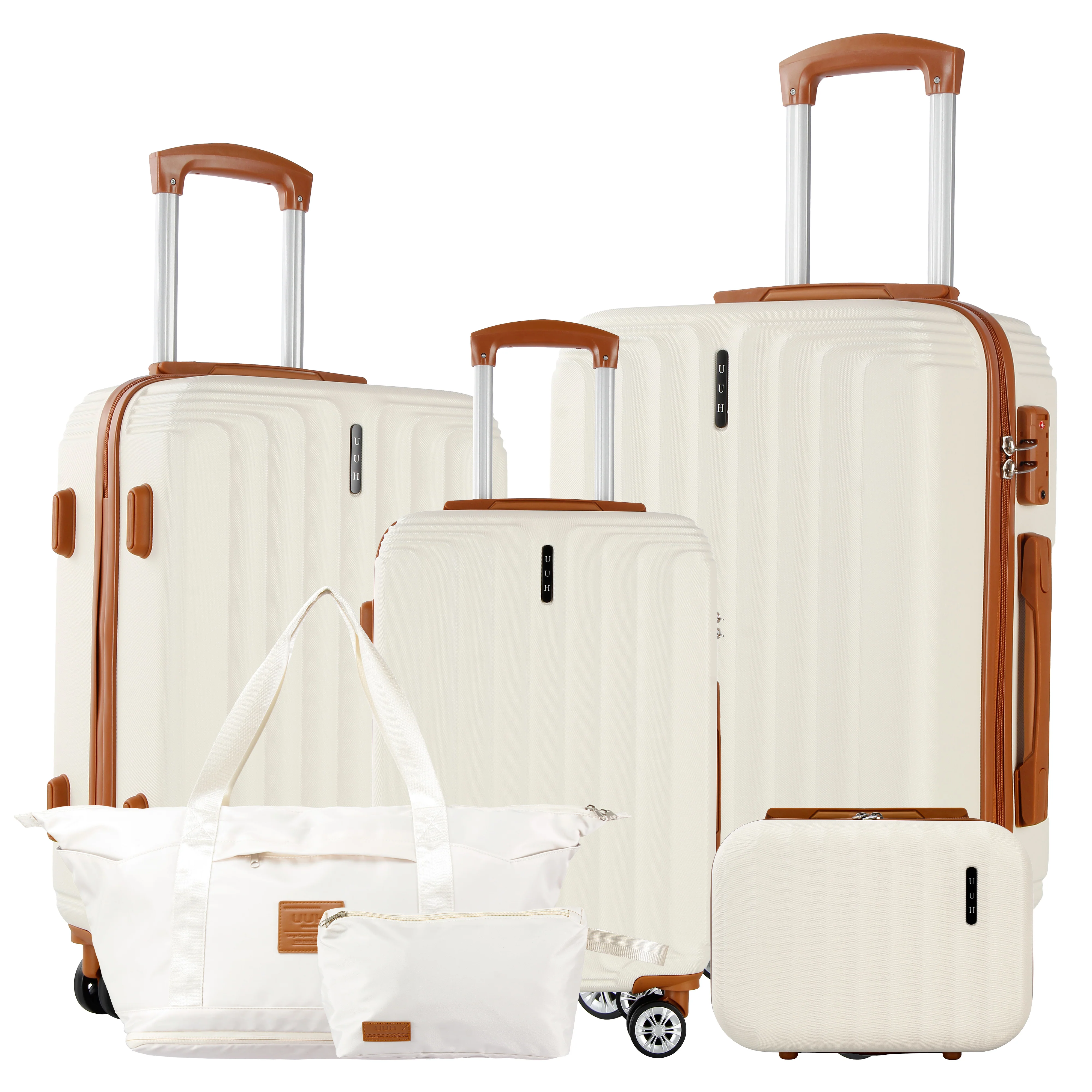 UUH Luggage Family Travel 6-Piece Set – Buy 4 Get 2 Free (Includes Canvas & Toiletry Bags)