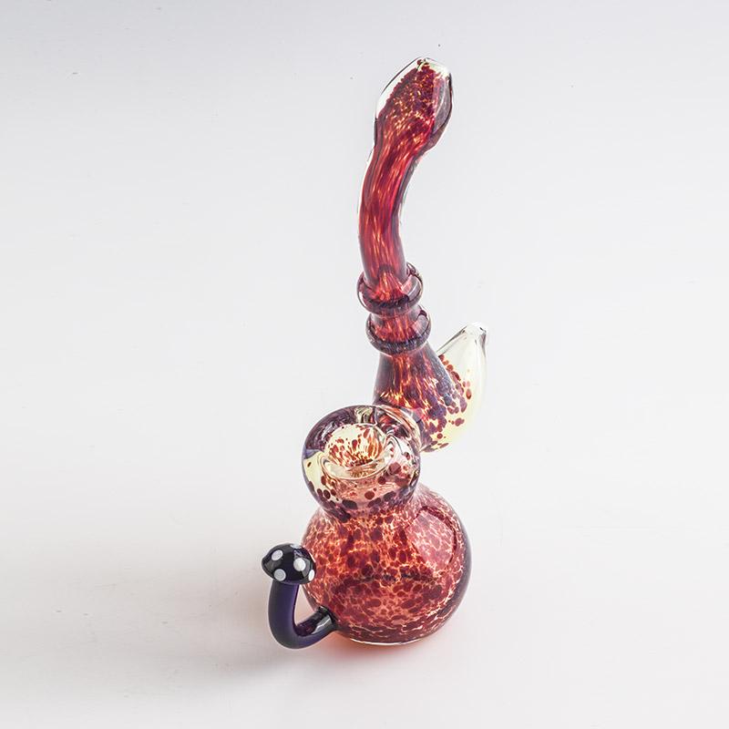 Lava Red Frit Sherlock Bubbler w/ Maria Ring - PuffingBird CA