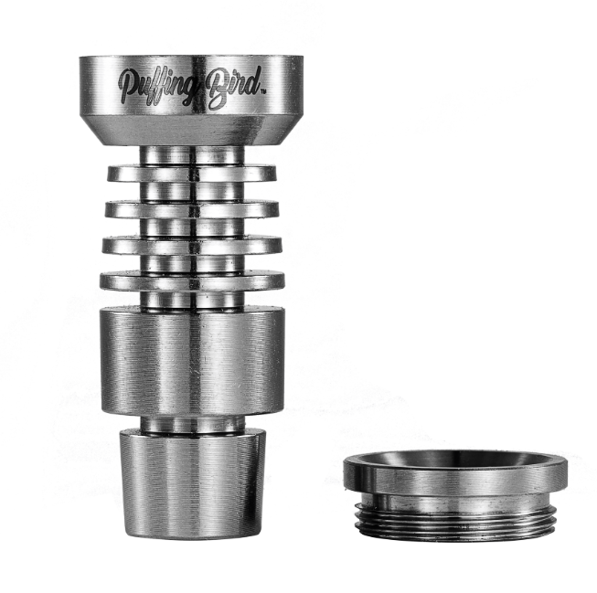 14mm/18mm Male GR2 Titanium Domeless Nail w Dab Plate - PuffingBird CA