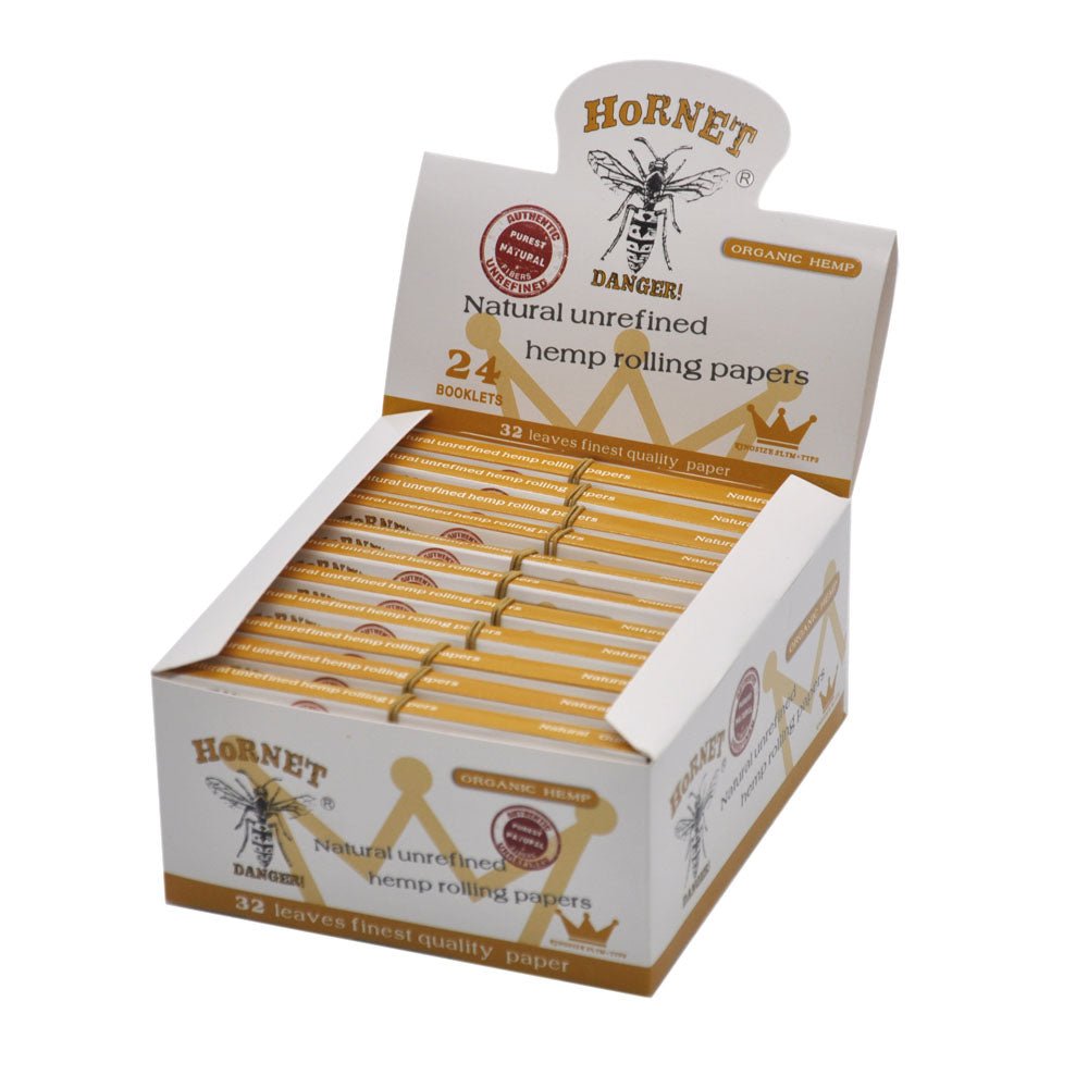 Hornet Natural Unrefined Hemp Rolling Paper Box of 24 Booklets/1536 sheets - PuffingBird CA