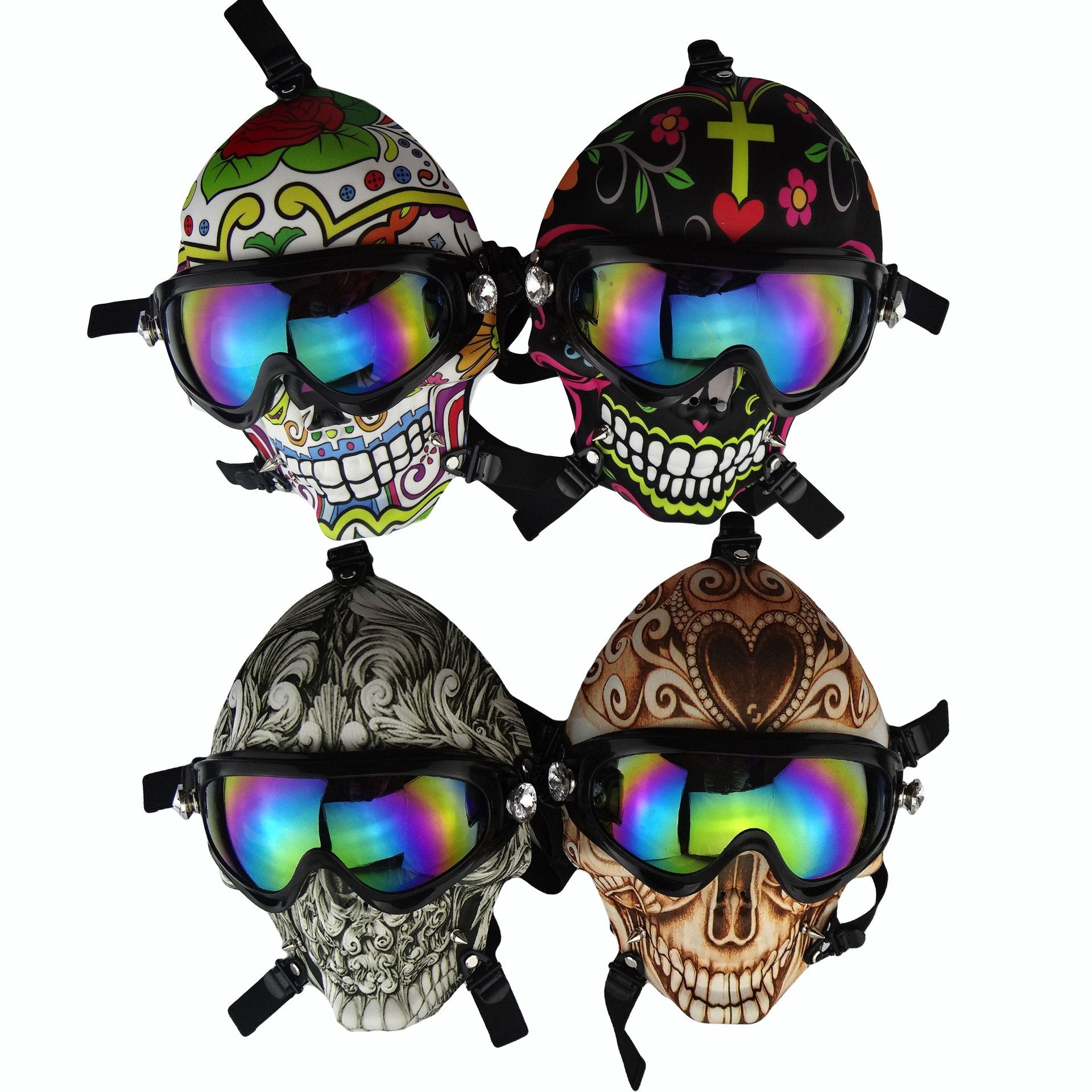 Novel Skull Fabric Gas Mask Bong w/ Bent Water Pipe - PuffingBird CA