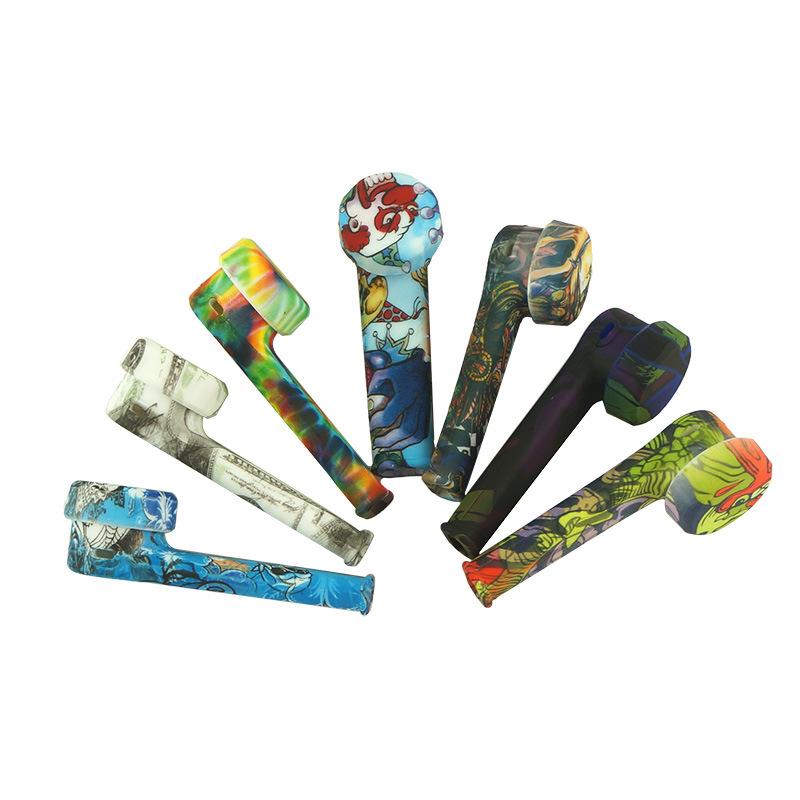 Water Transfer Print Silicone Pipe with Lid - PuffingBird CA