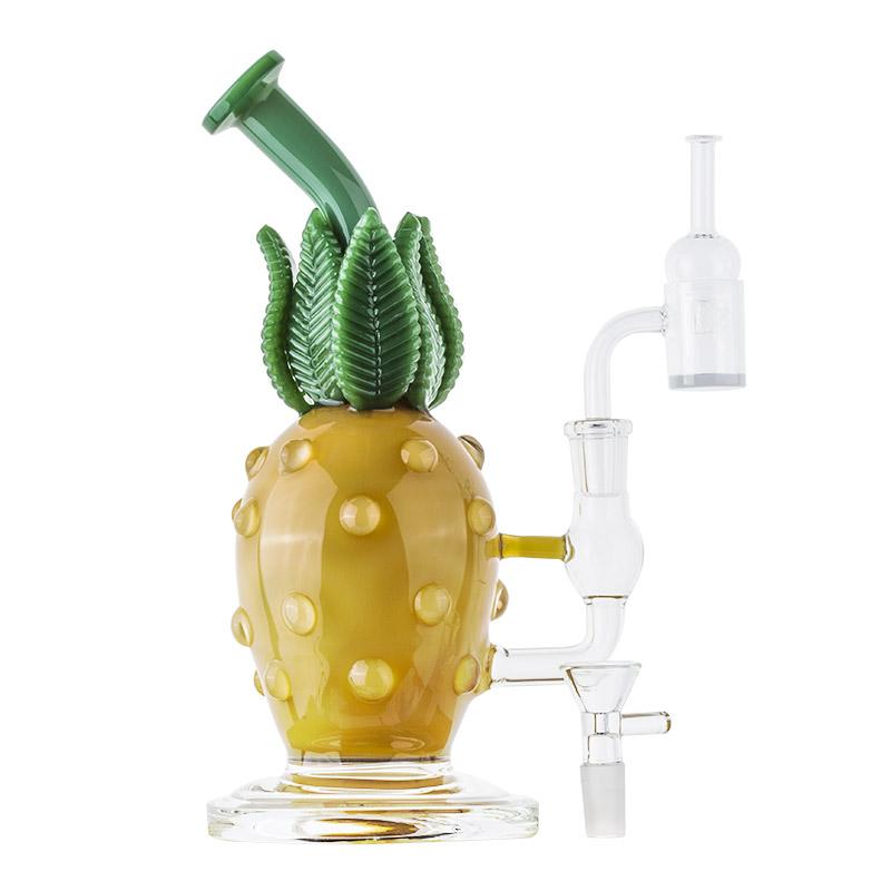 Pineapple Themed Bong Set w/ Quartz Banger and Carb Cap - PuffingBird CA