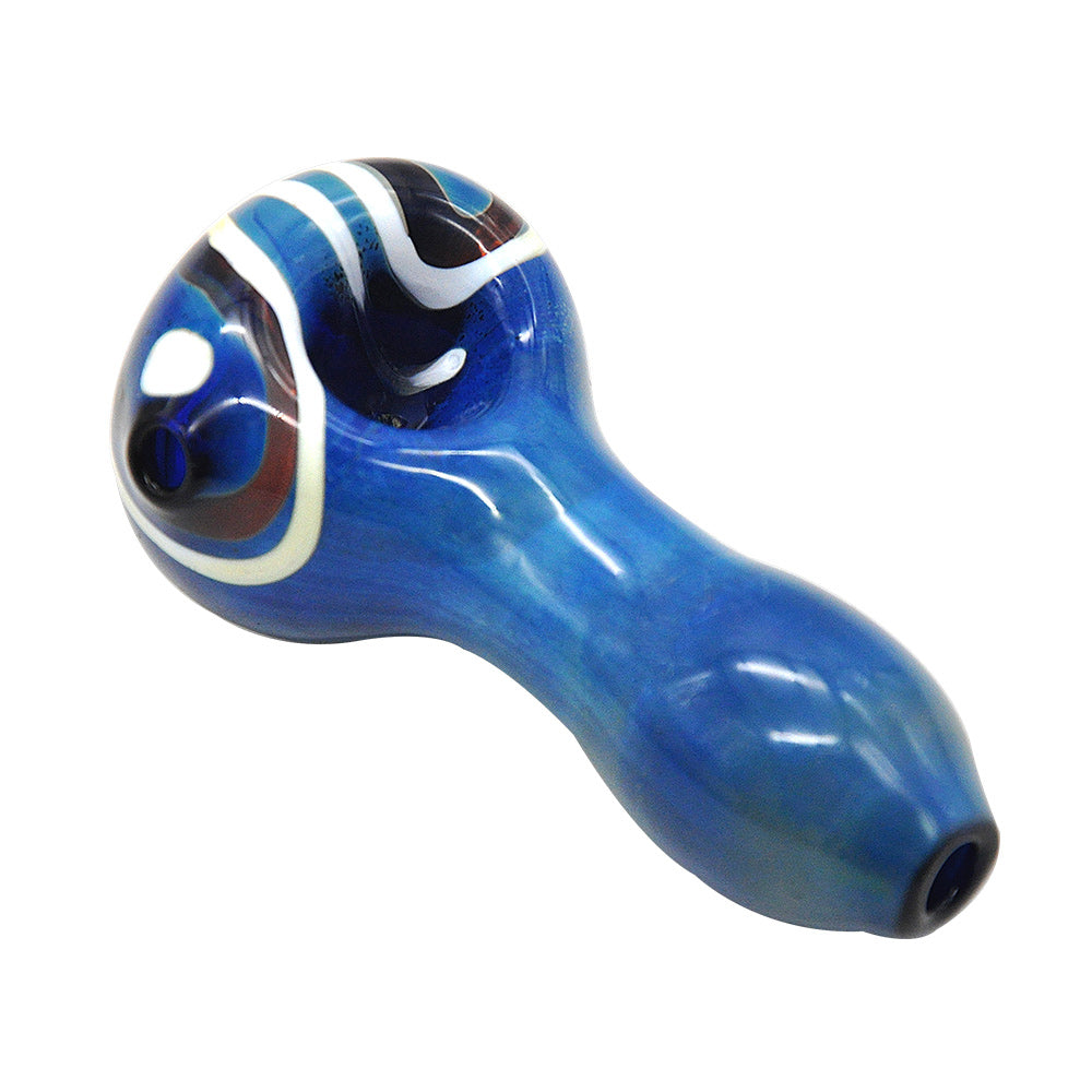 Blue Stripe Pattern Glass Weed Pipe - PuffingBird CA