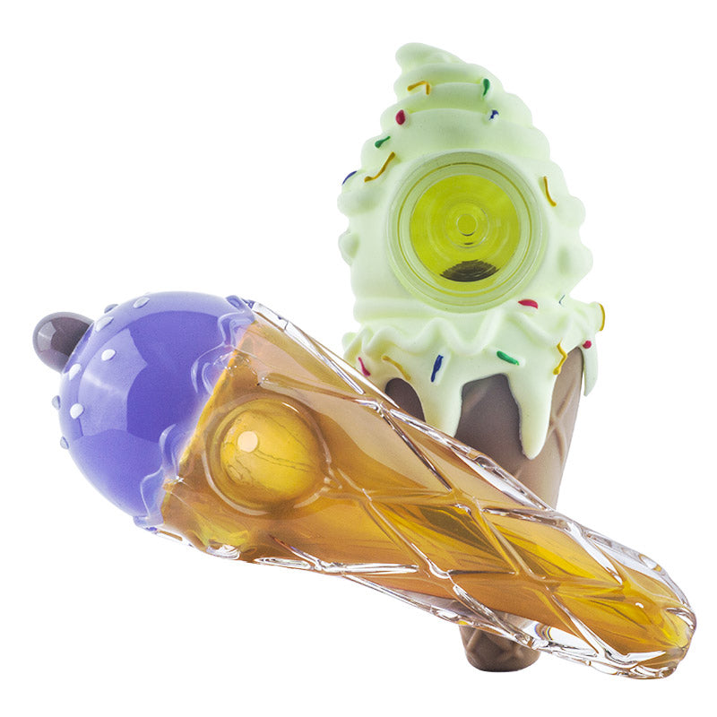 Ice Cream Theme Glass Pipe w/ Silicone Pipe Set - PuffingBird CA