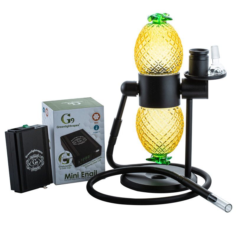 Pineapple Gravity Bong w/ G9 Mini Temp Control Enail Set - PuffingBird CA