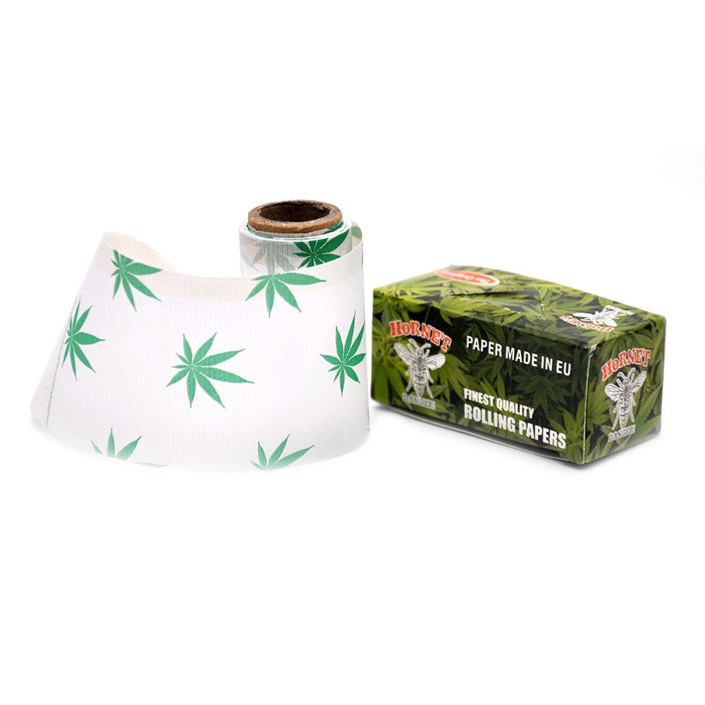 Hornet 5m Hempleaf Pattern Natural Rolling Paper BOX of 24 Rolls - PuffingBird CA