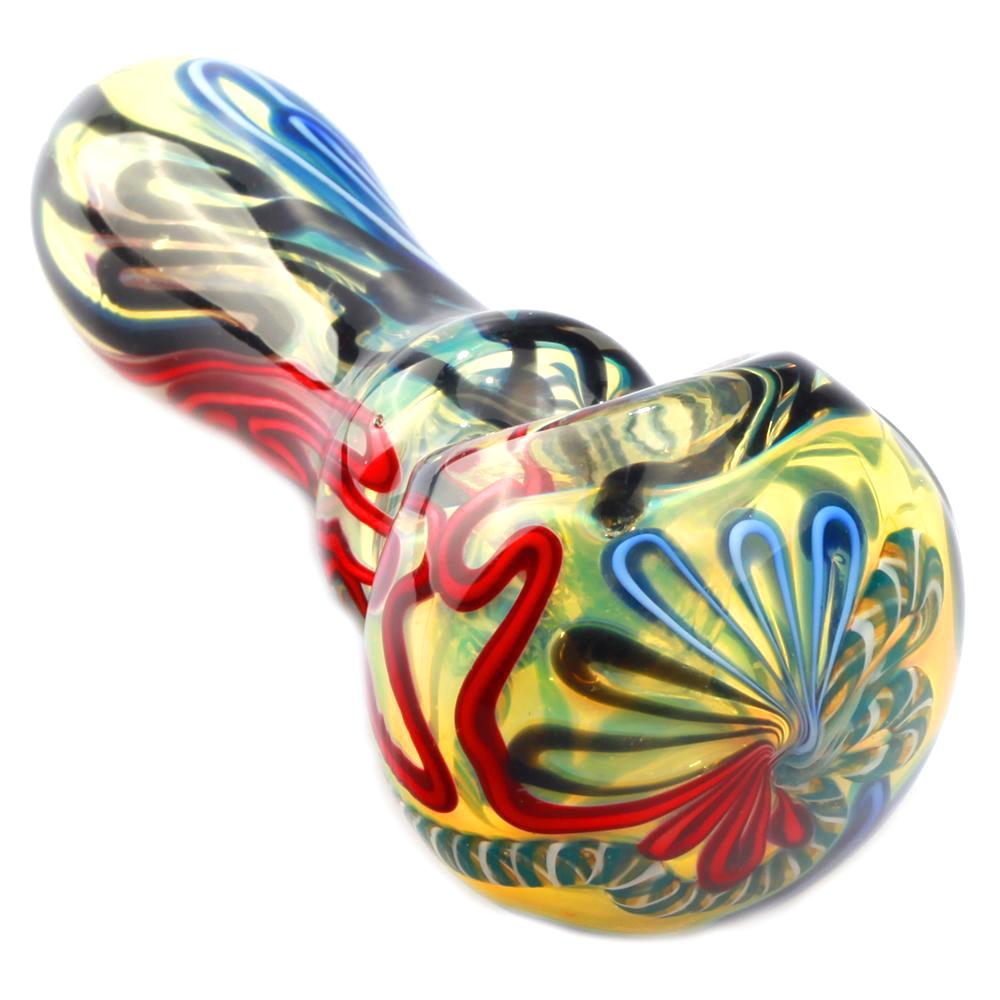 Swirl Glass Pipe with Mini Maria Rings - PuffingBird CA