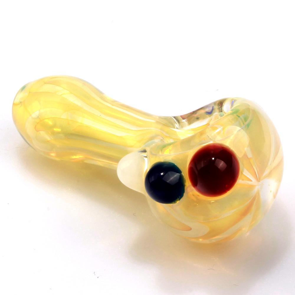 Nano Fumed Glass Spoon Pipe w/ Colored Raised Marbles - PuffingBird CA