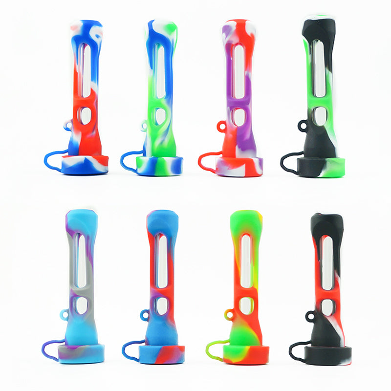 Glass Chillum w/ Silicone Sleeve (Random Color) - PuffingBird CA