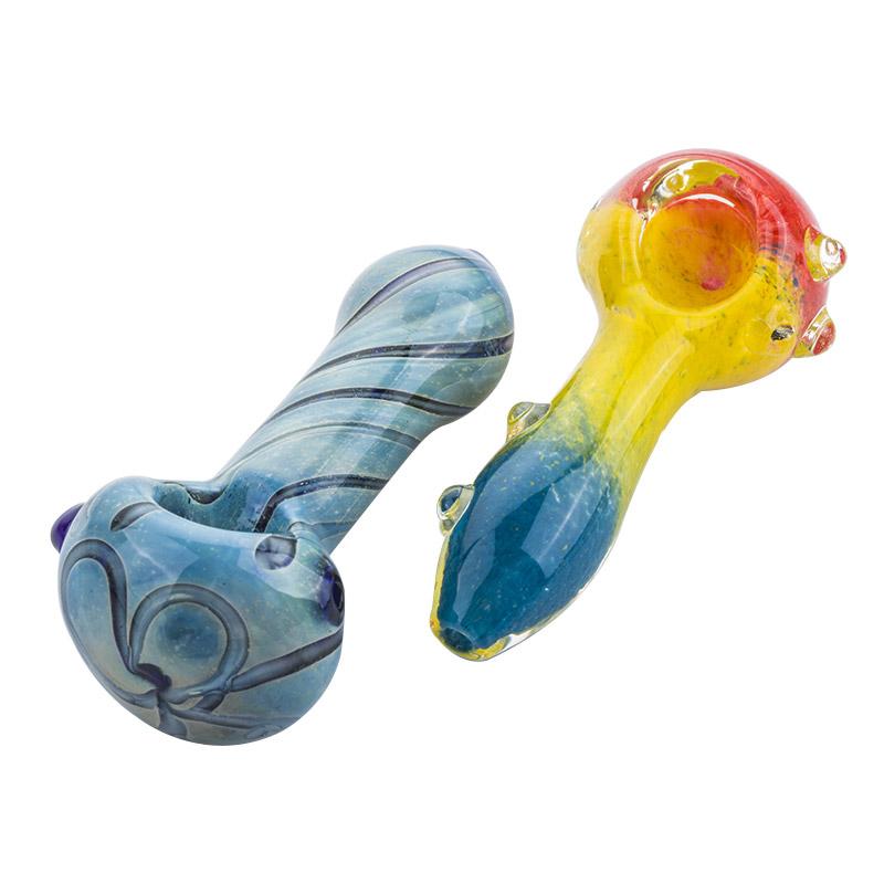Three-Toned Dichroic Glass Pipe and Heady Pattern Hand Pipe Set - PuffingBird CA