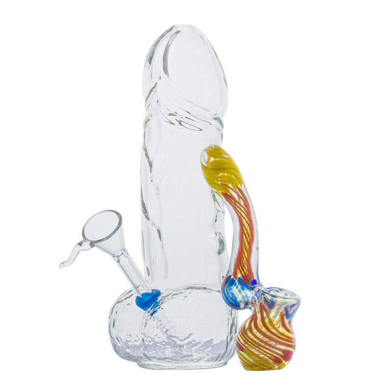 Penis Novelty Bong and Spiral Color Sherlock Bubbler Set - PuffingBird CA