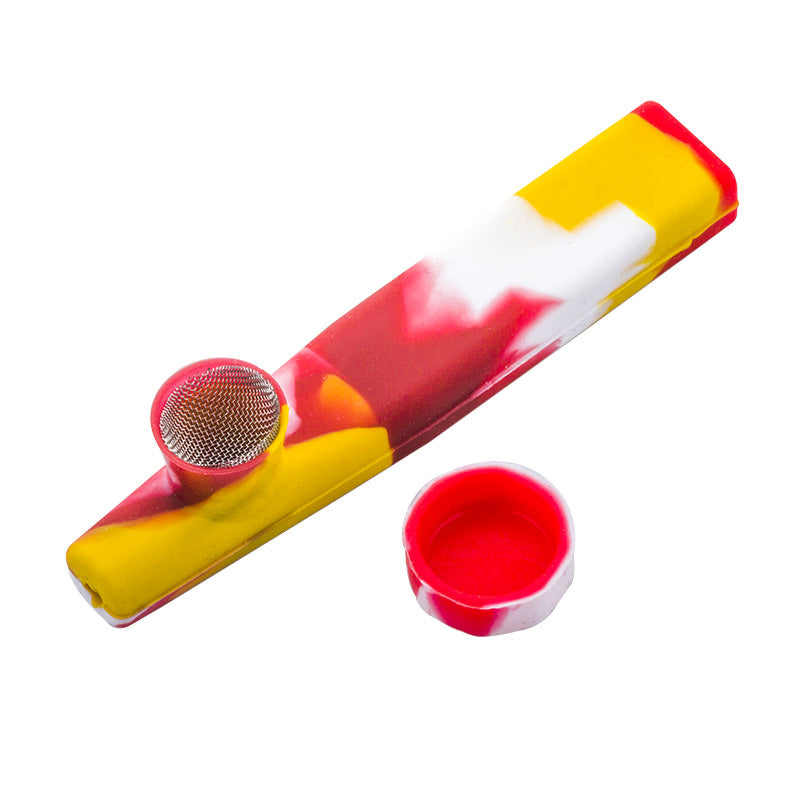 Silicone Pipe w/ Lid (Random Color) - PuffingBird CA