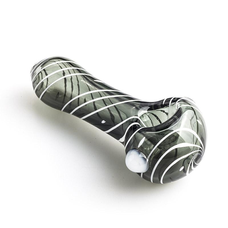 Spiral Glass Spoon Pipe w/ White Marble - PuffingBird CA