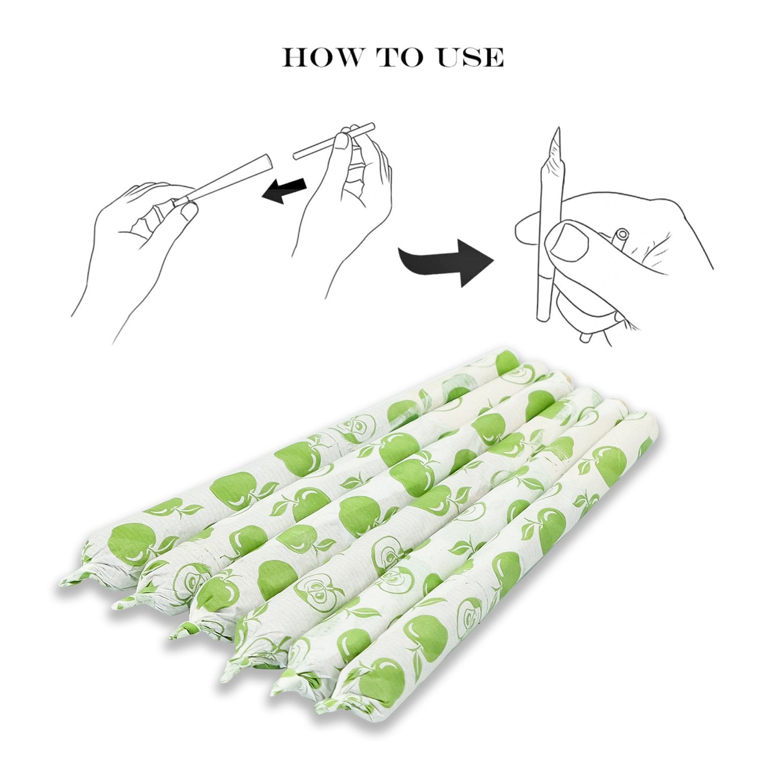 HoneyPuff King Size Green Apple Rolling Cones - 72 Count Textured Paper - PuffingBird CA