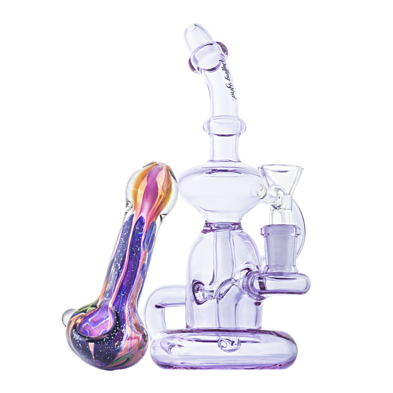 Mini Recycle Dab Rig w/ Fumed Color Changing Glass Pipe Set - PuffingBird CA