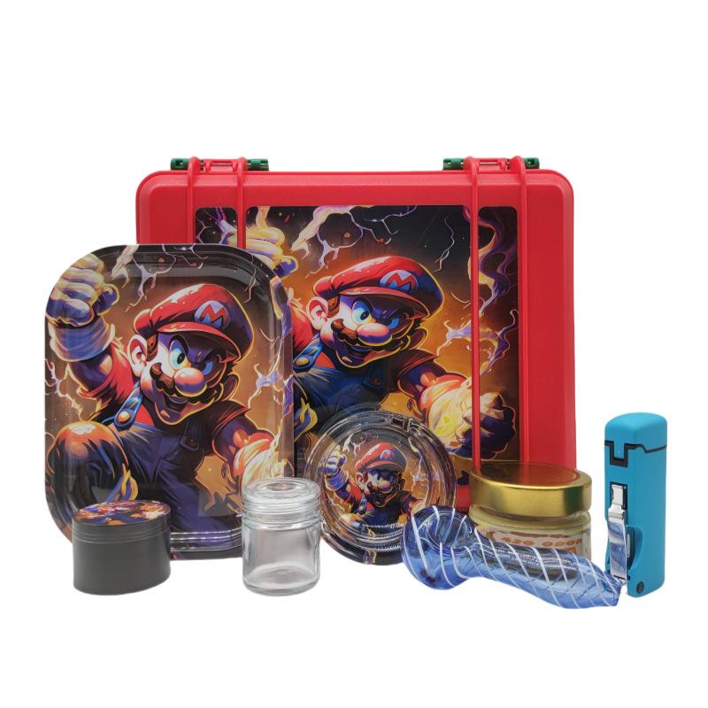 6-Piece Stoner Stash Box Kit - Portable Case with Glass Pipe & Accessories - PuffingBird CA