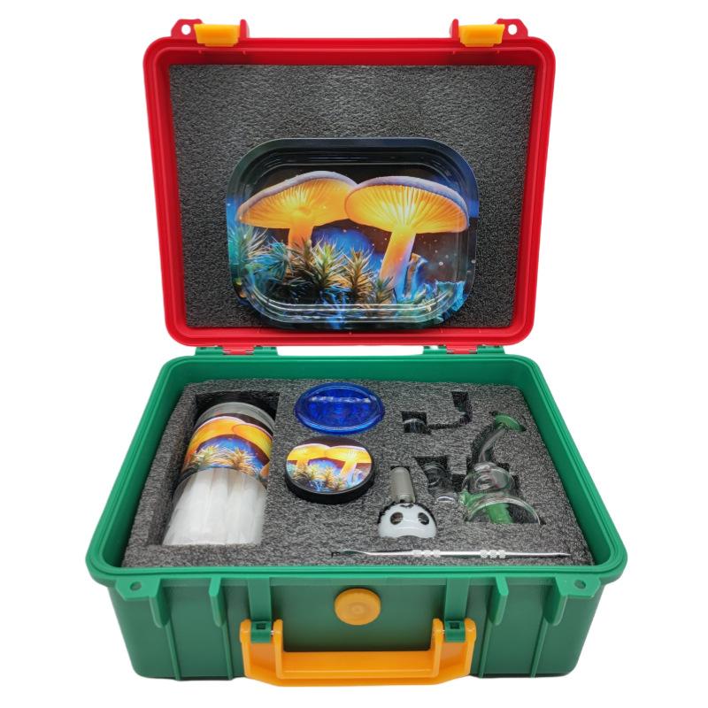 8-Piece Stash Box Kit - Portable Case with Dab Rig & Smoking Accessories - PuffingBird CA