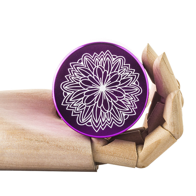 Purple Carved Flower Weed Grinder 4 Layer - PuffingBird CA